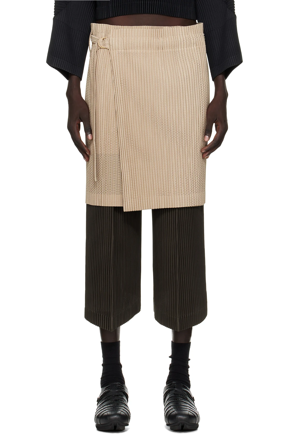 Beige Light Mesh Miniskirt