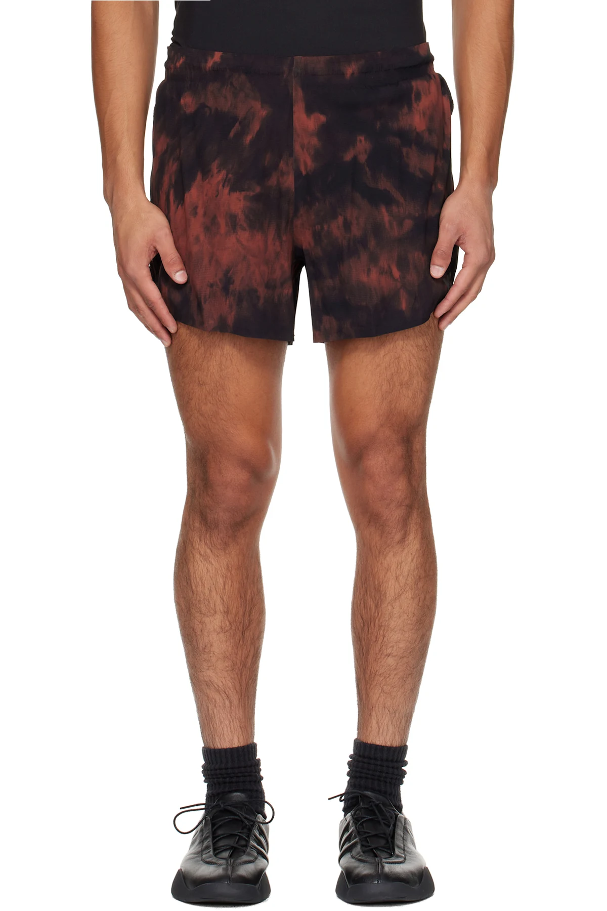 Black & Orange AOP Running Shorts