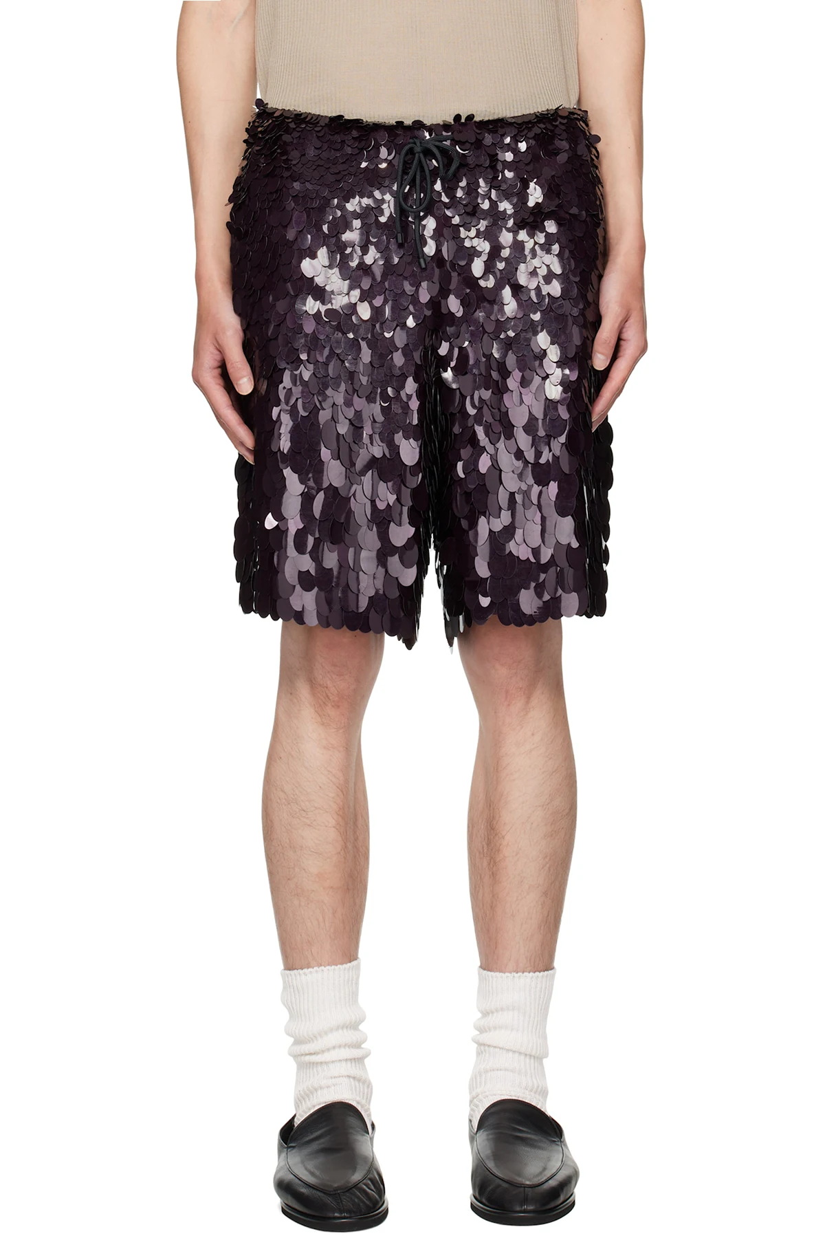 Burgundy Sequinned Shorts