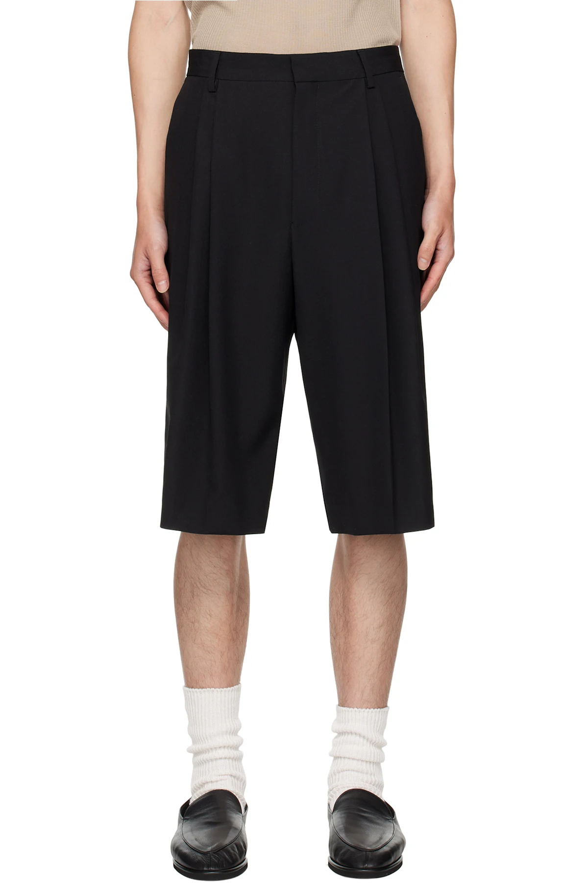 Black Wool Shorts