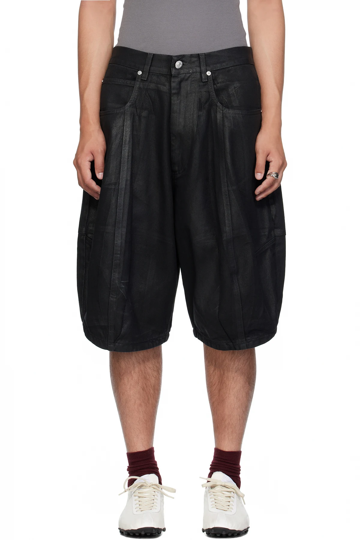 Black Puffa Denim Shorts