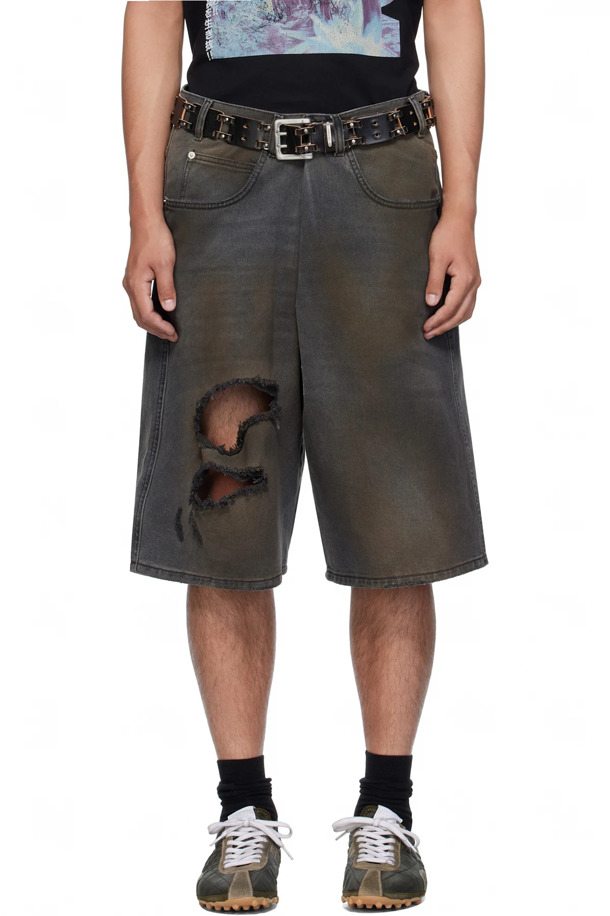 Gray Kriss Kross Denim Shorts