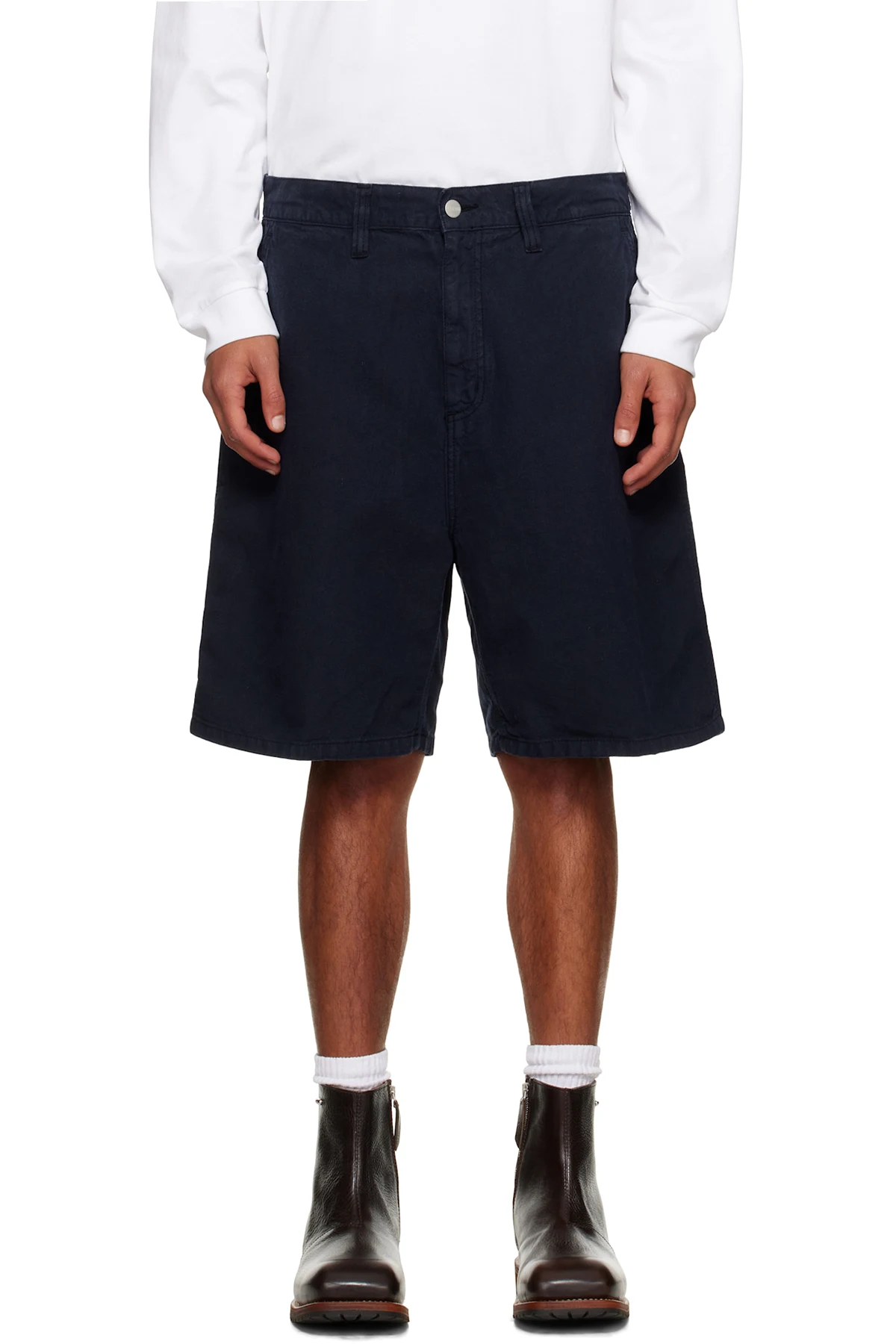 Navy Walter Single Knee Shorts