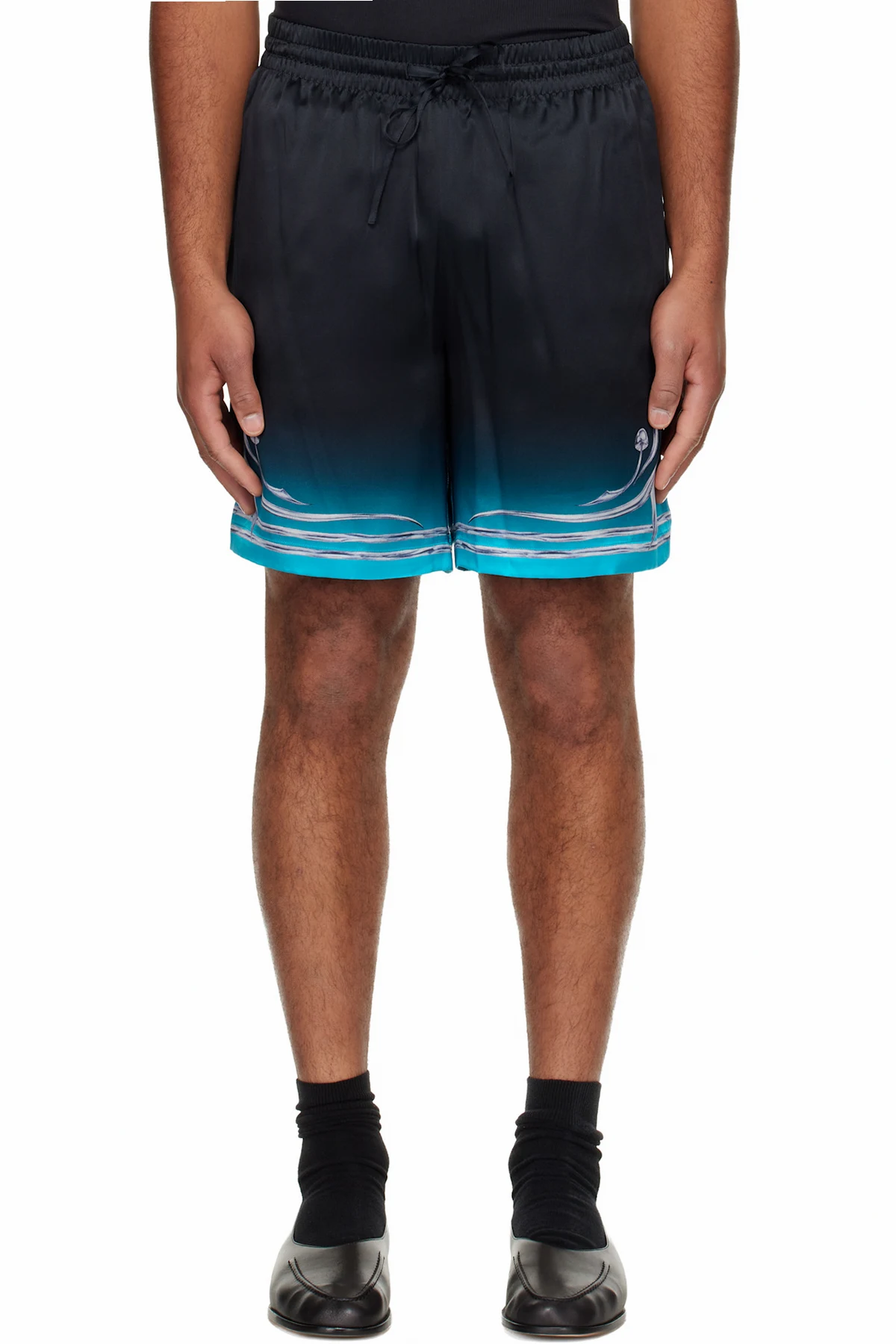 Black Blades Silk Satin Shorts