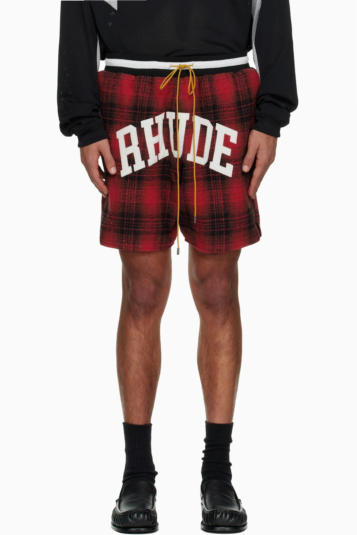 Red Flannel 'Rhude' Collegiate Court Logo Shorts