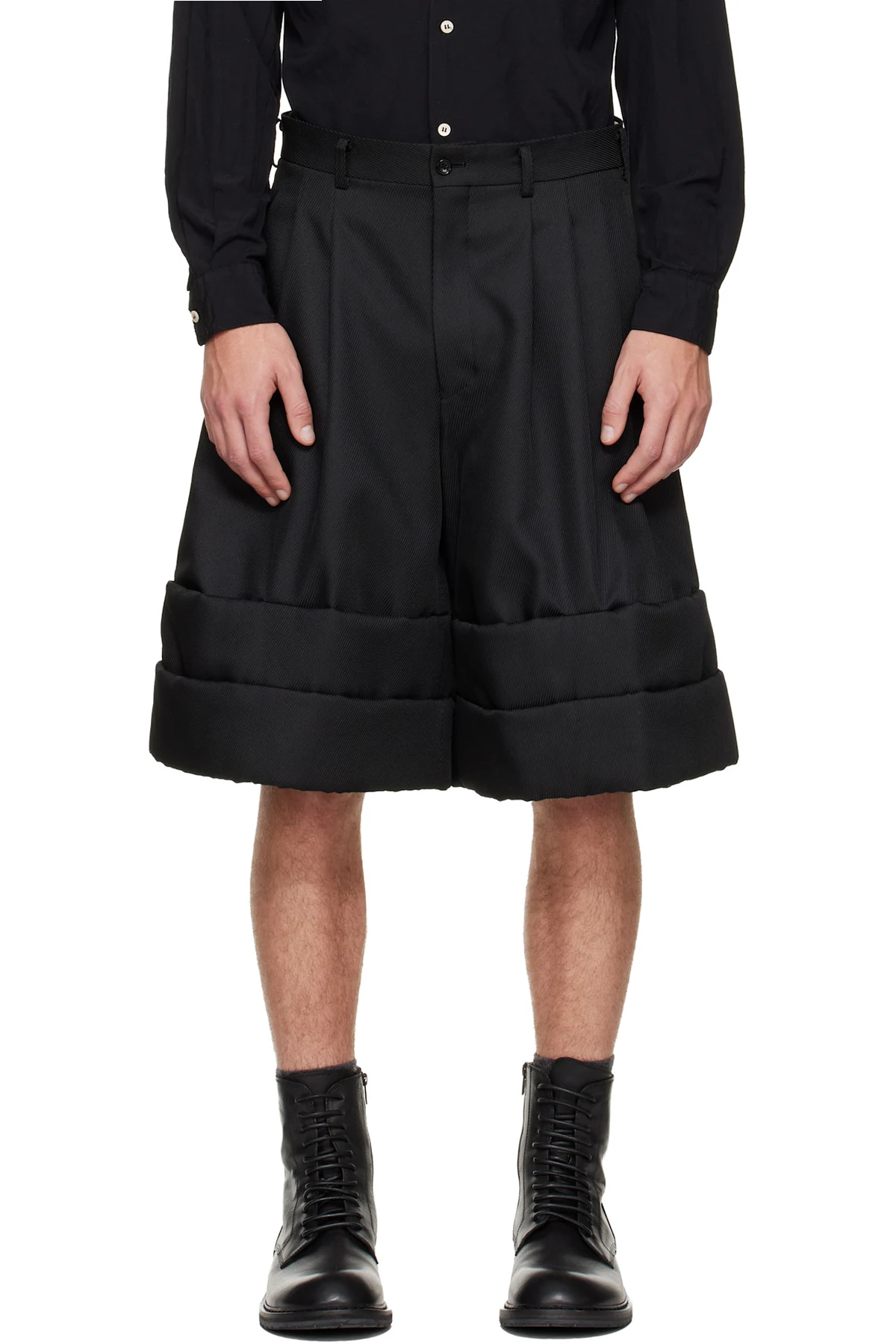 Black Polyester Kersey Shorts