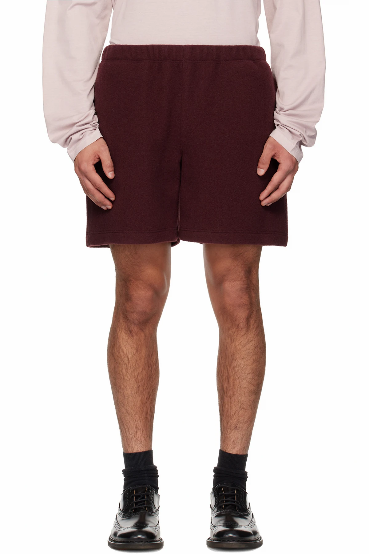 SSENSE Exclusive Burgundy Fleece Shorts
