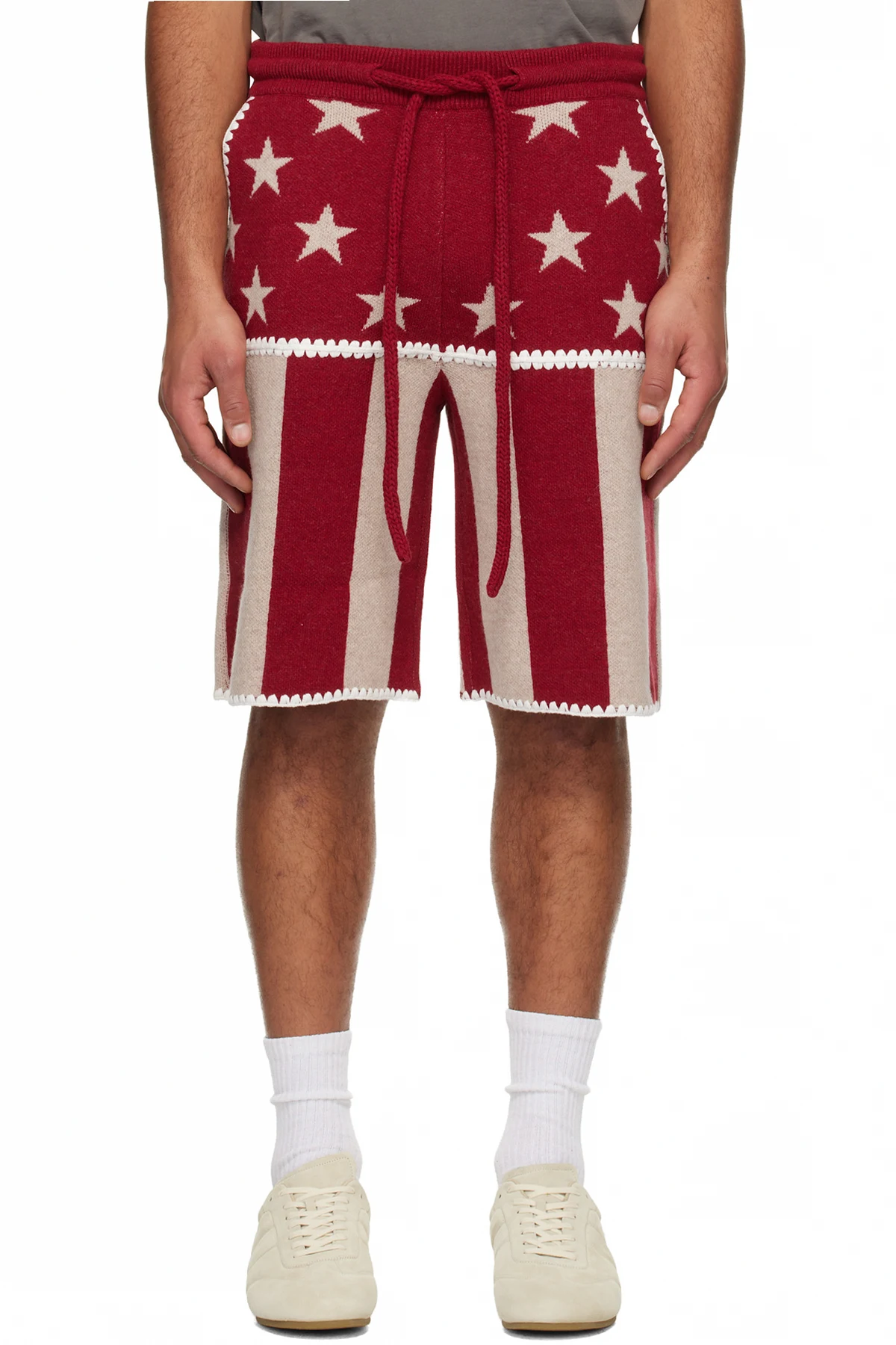 Red & Beige Stars & Stripes Shorts