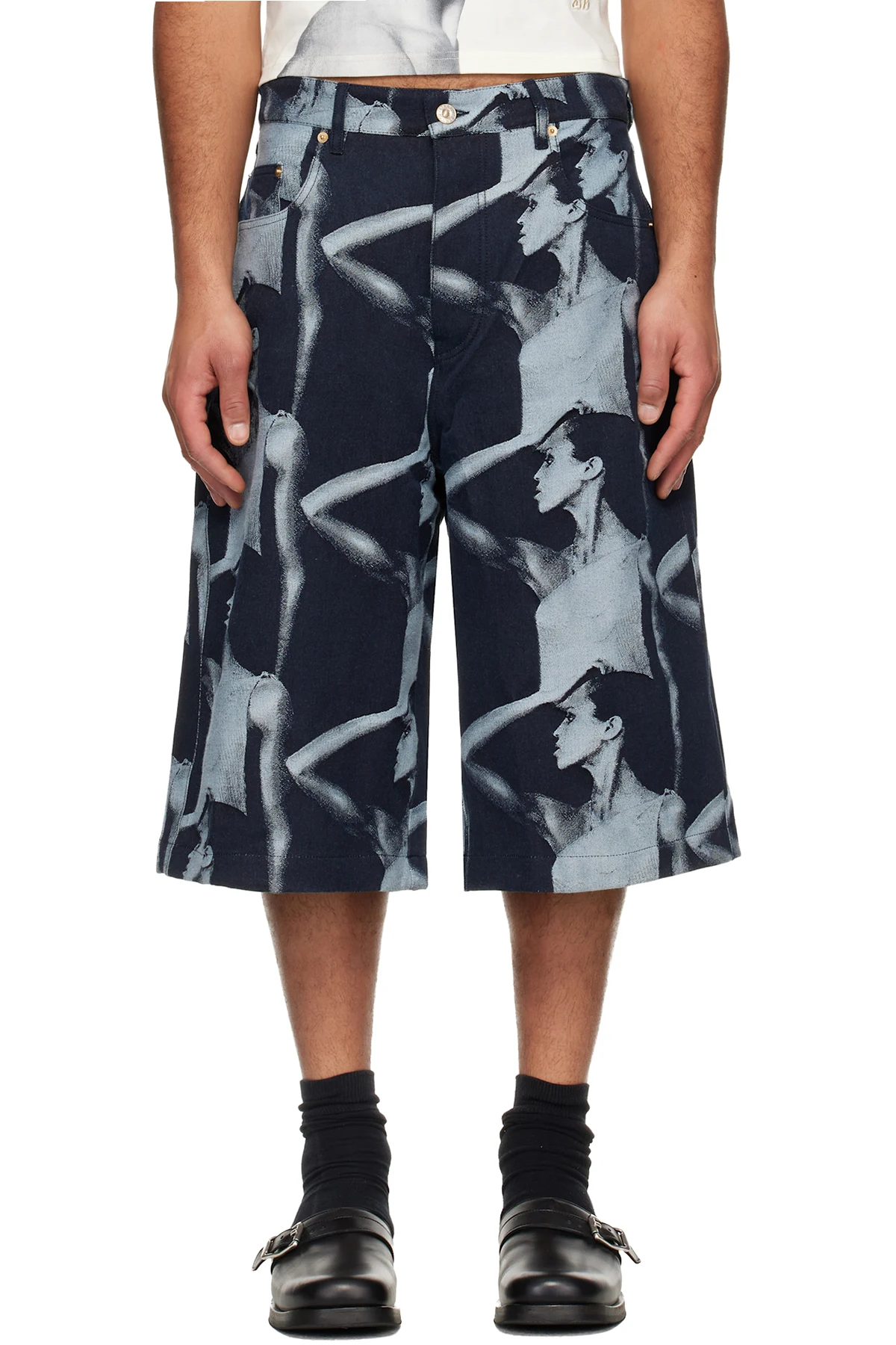 Navy Theaster Gates Edition 'The Jet Zip' Denim Shorts