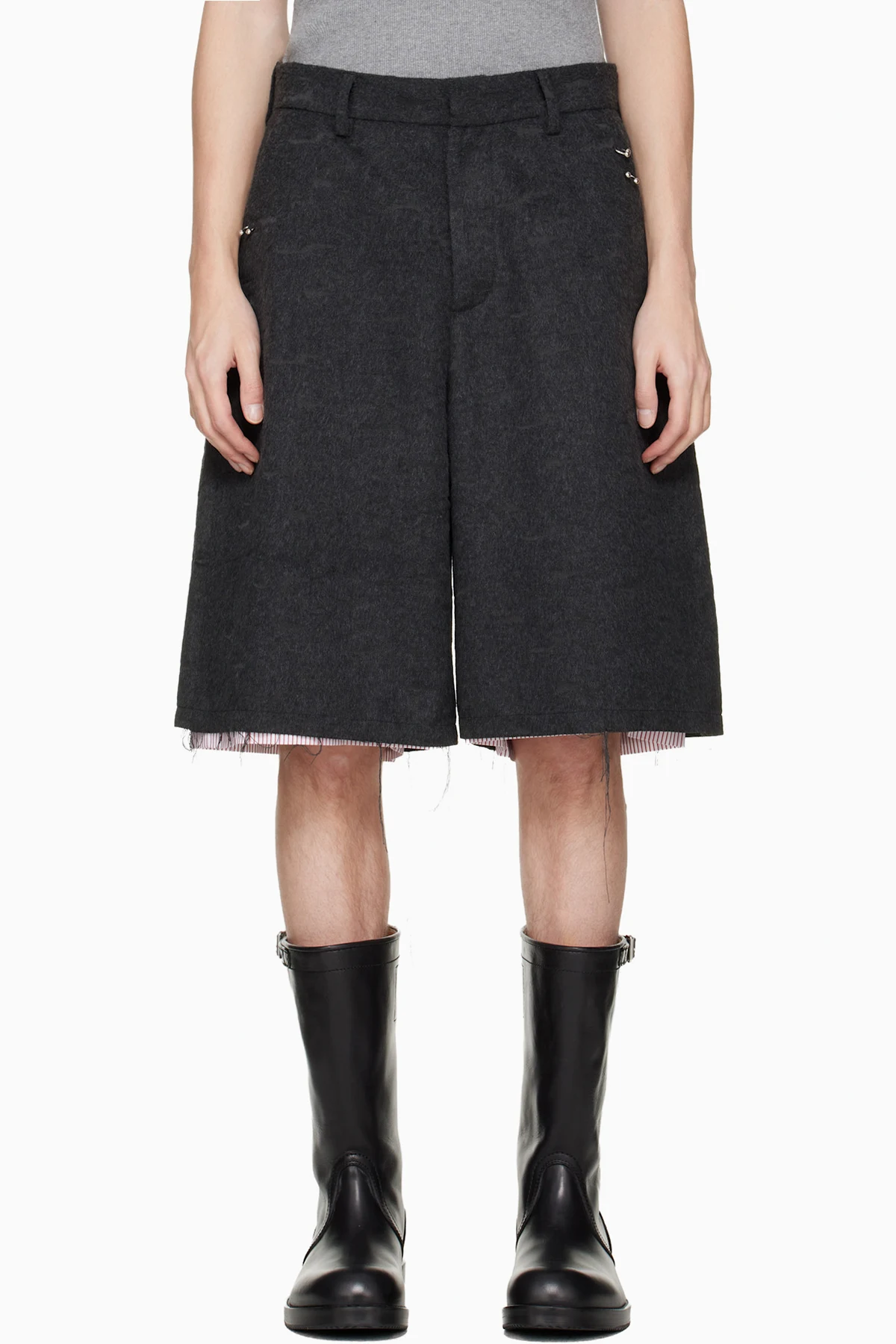 Gray Wide Tailored Shorts