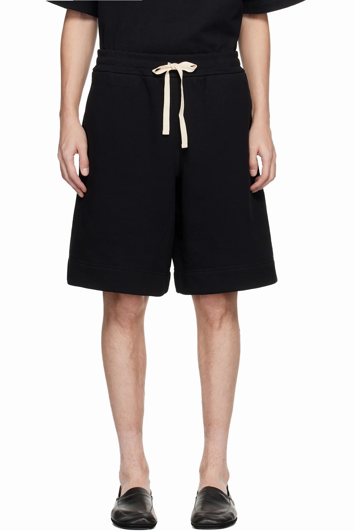 Black Cotton Terry Shorts