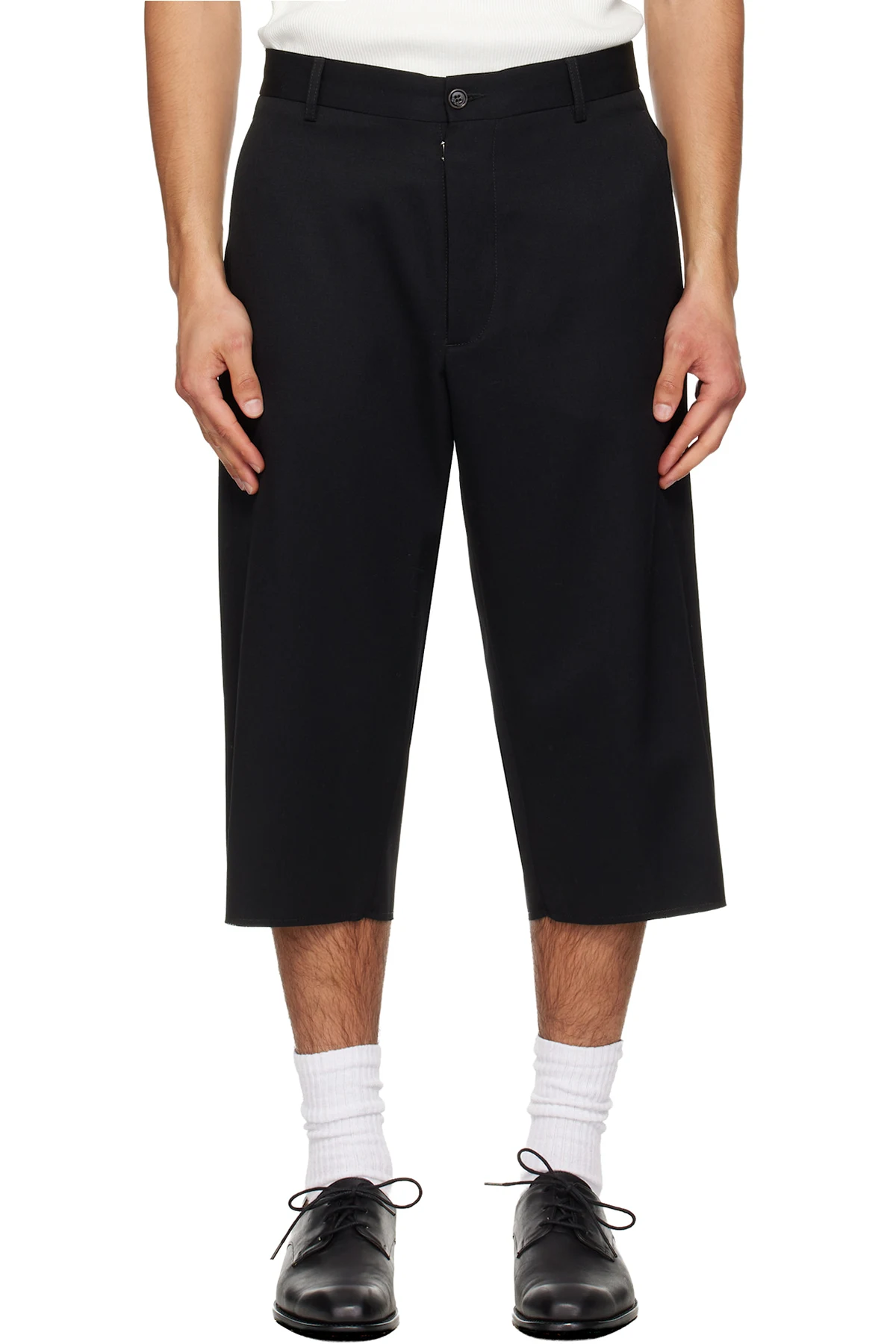 Black Virgin Wool Shorts