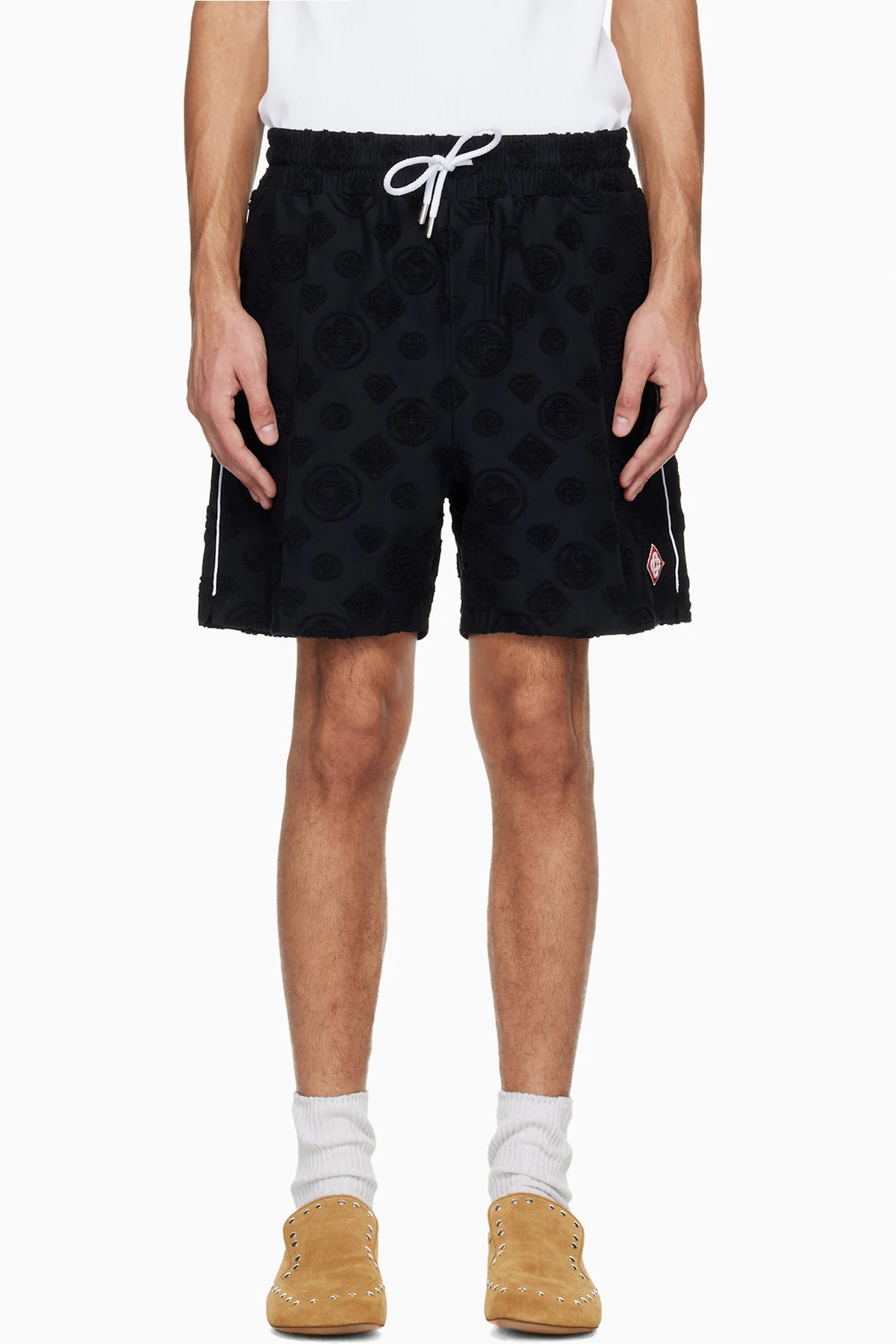 Black Towelling Monogram Shorts