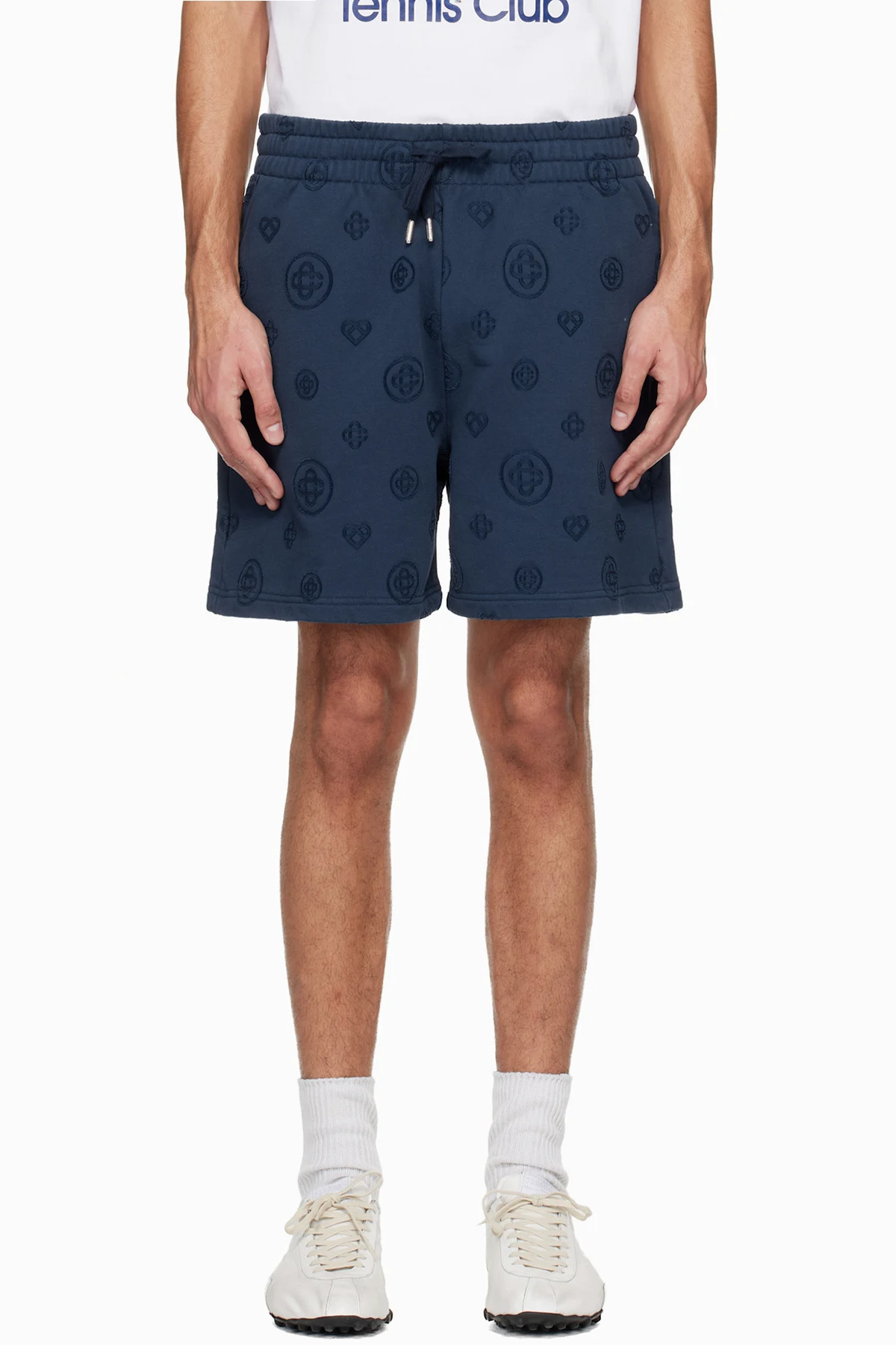 Navy Applique Monogram Sweat Shorts