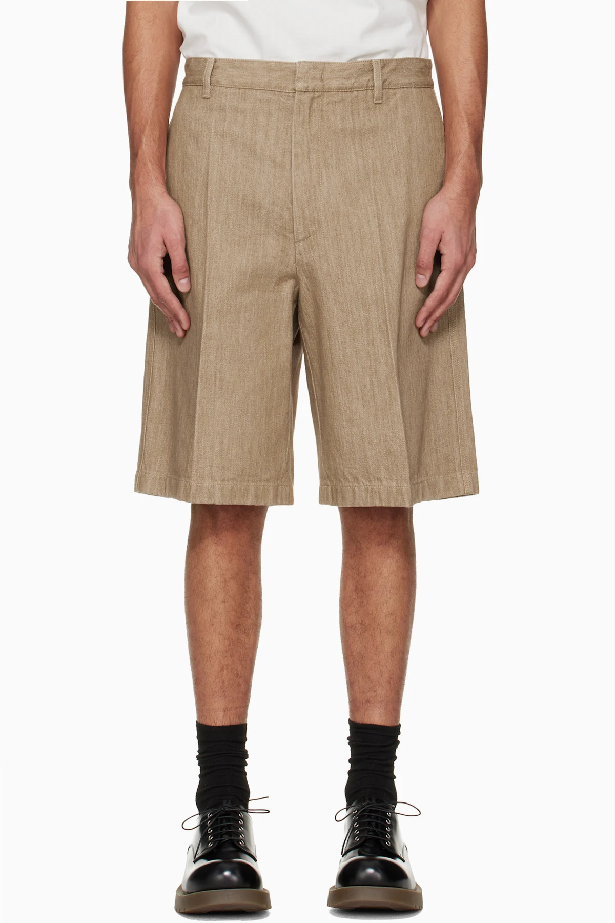 Beige Lightweight Denim Shorts