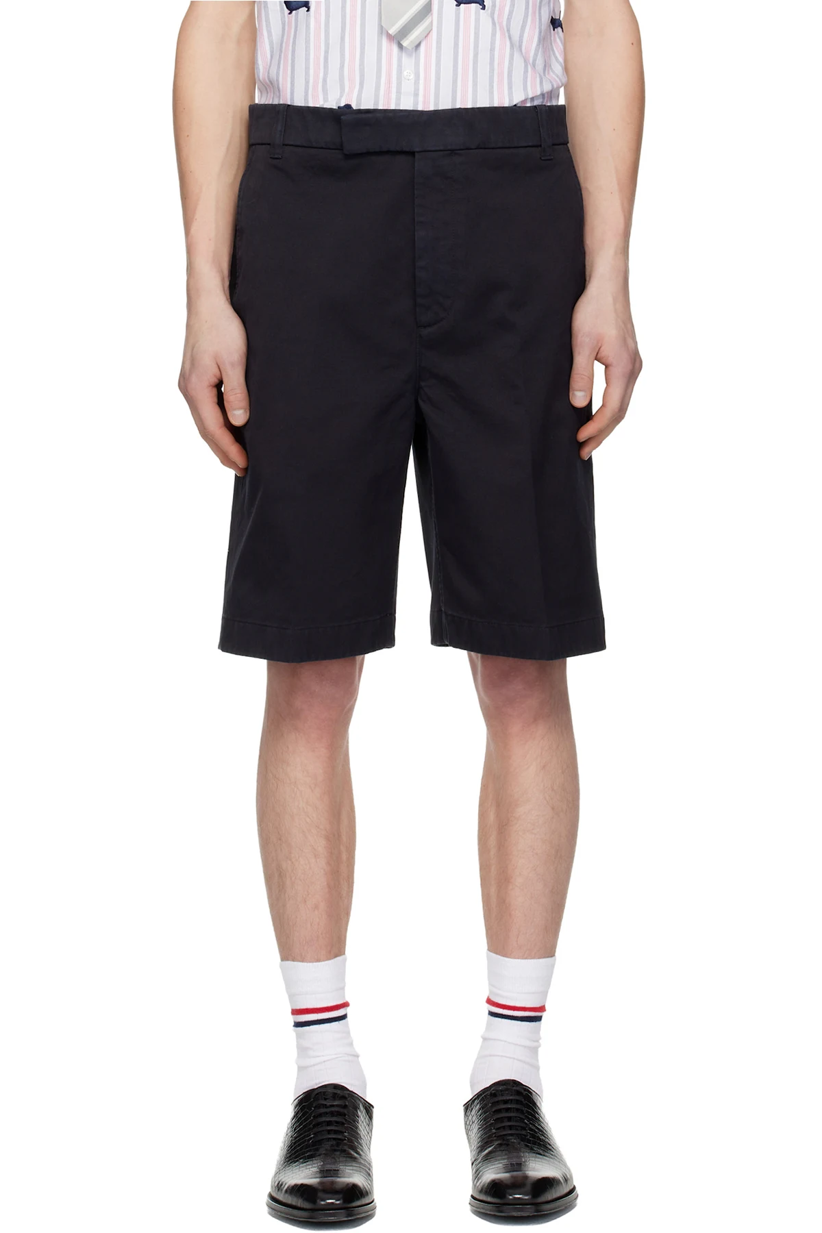 Navy Cotton Twill Utility Chino Shorts