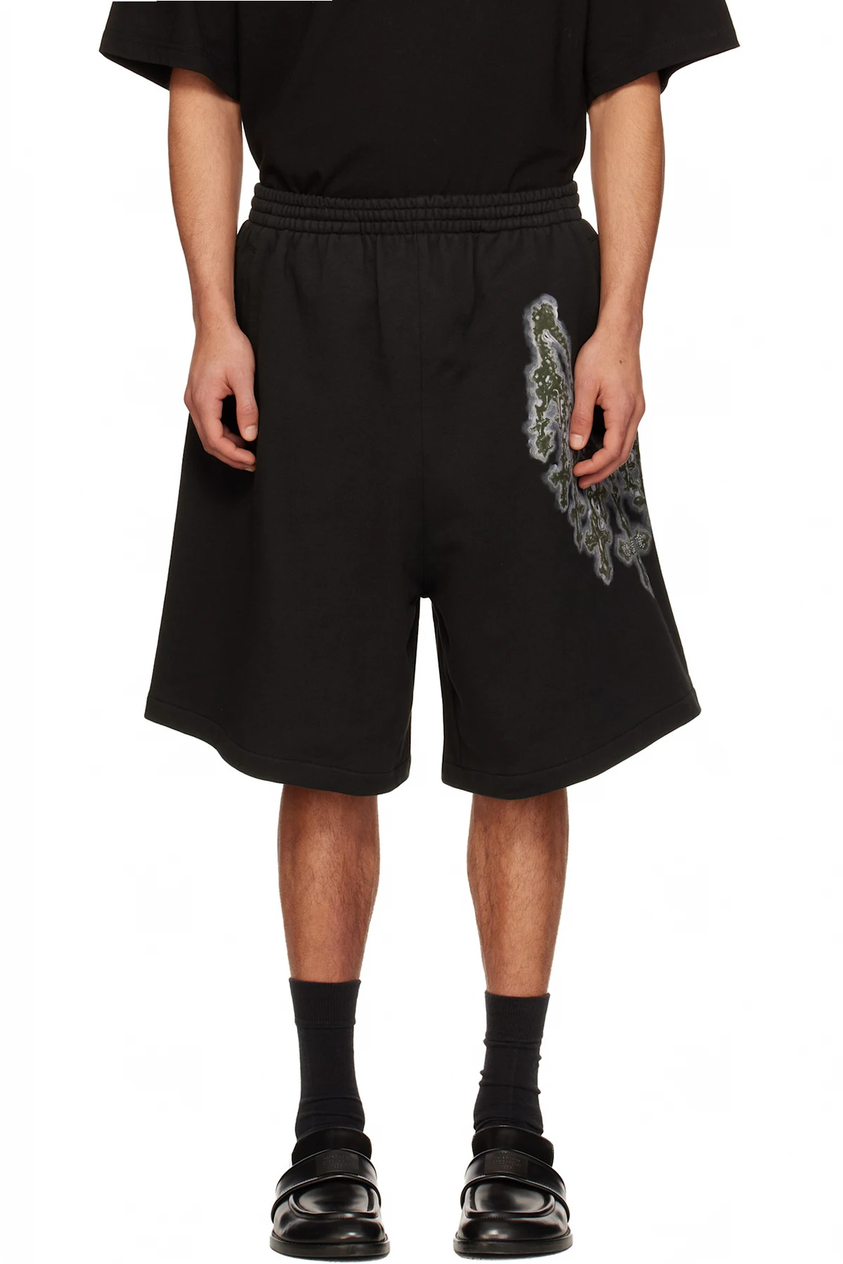 Black Cross Chain Shorts