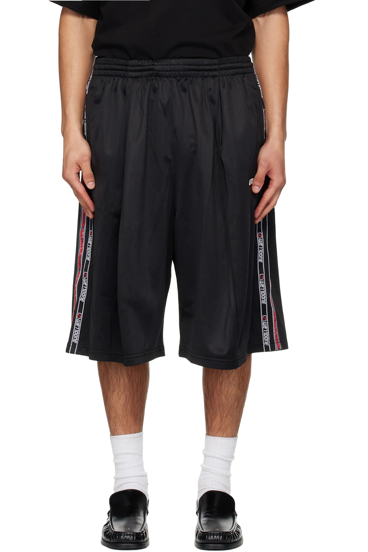 Black 1506 Logo Tape Bermuda Track Shorts
