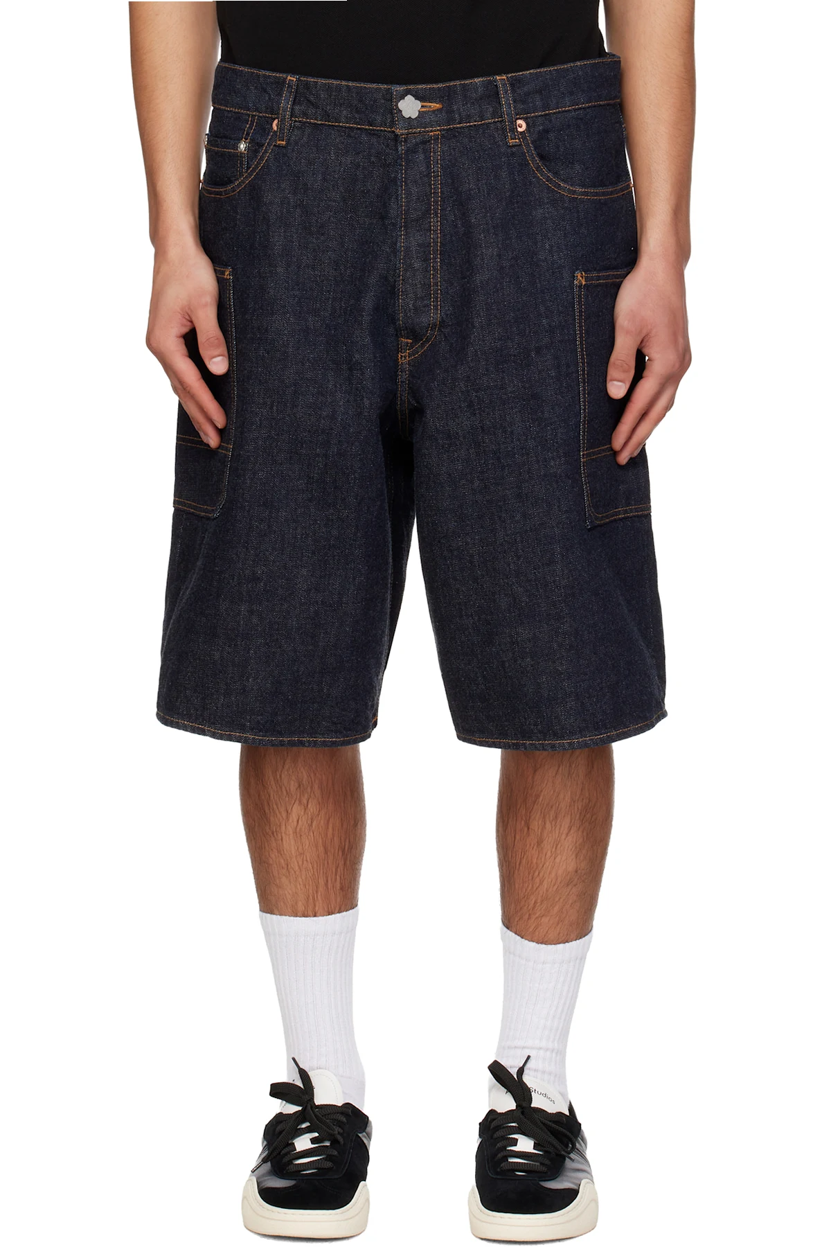 Navy Kenzo Paris Cargo Monkey Fit Denim Shorts