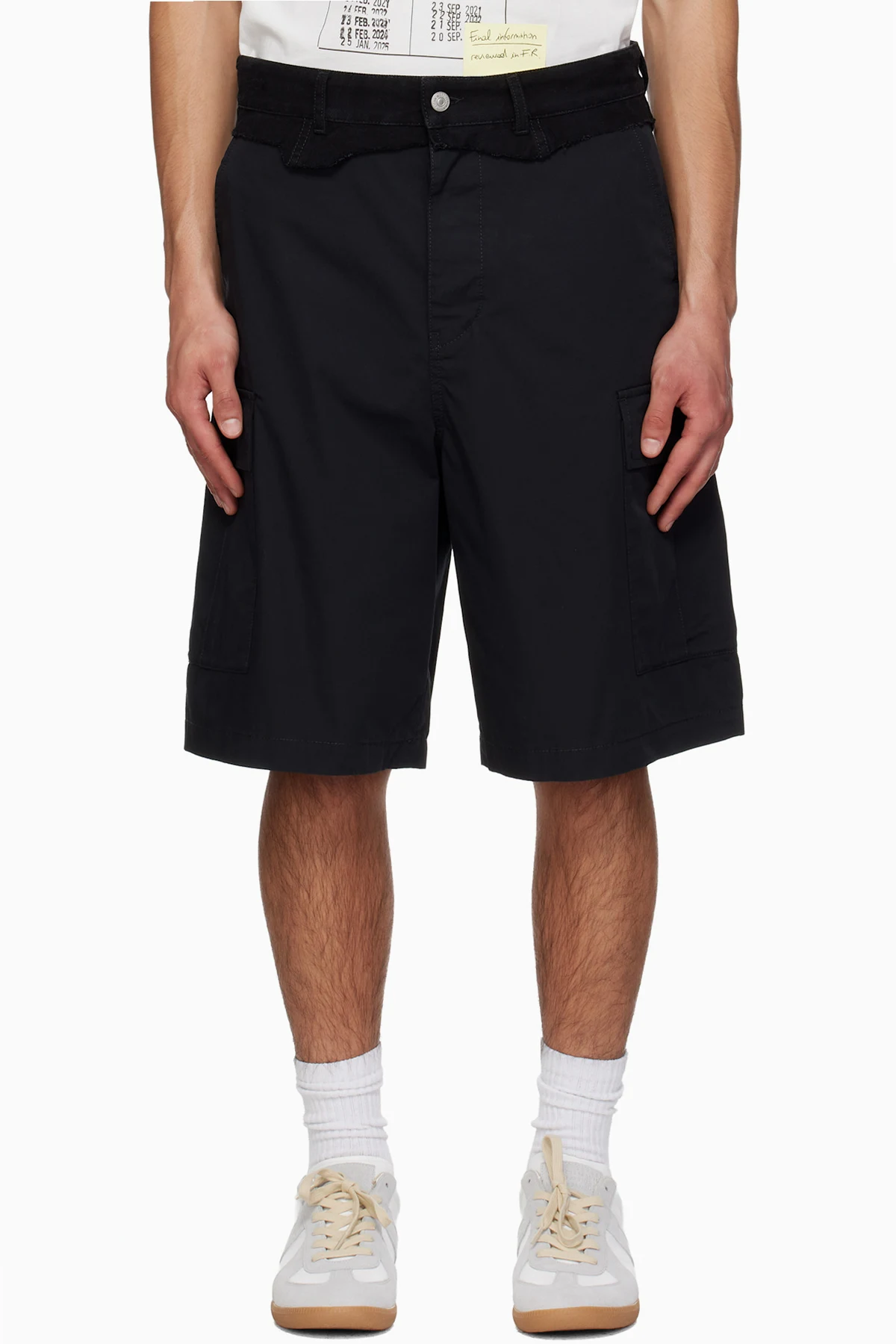 Black Raw Edge Cargo Shorts