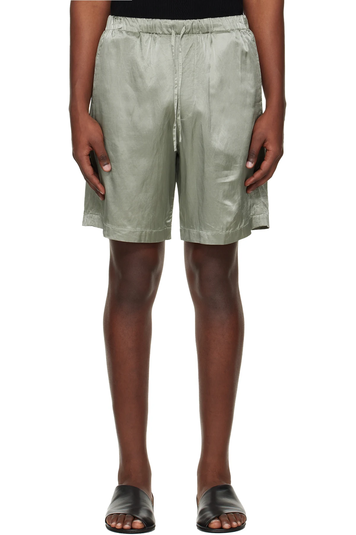 Green Viscose Cotton Shorts