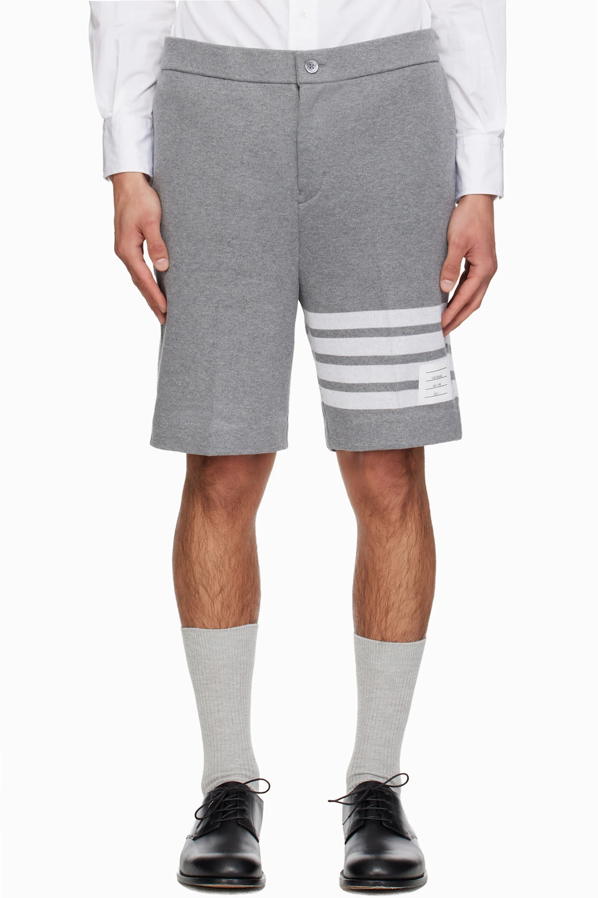 Gray Double Face Knit 4-Bar Bermuda Shorts