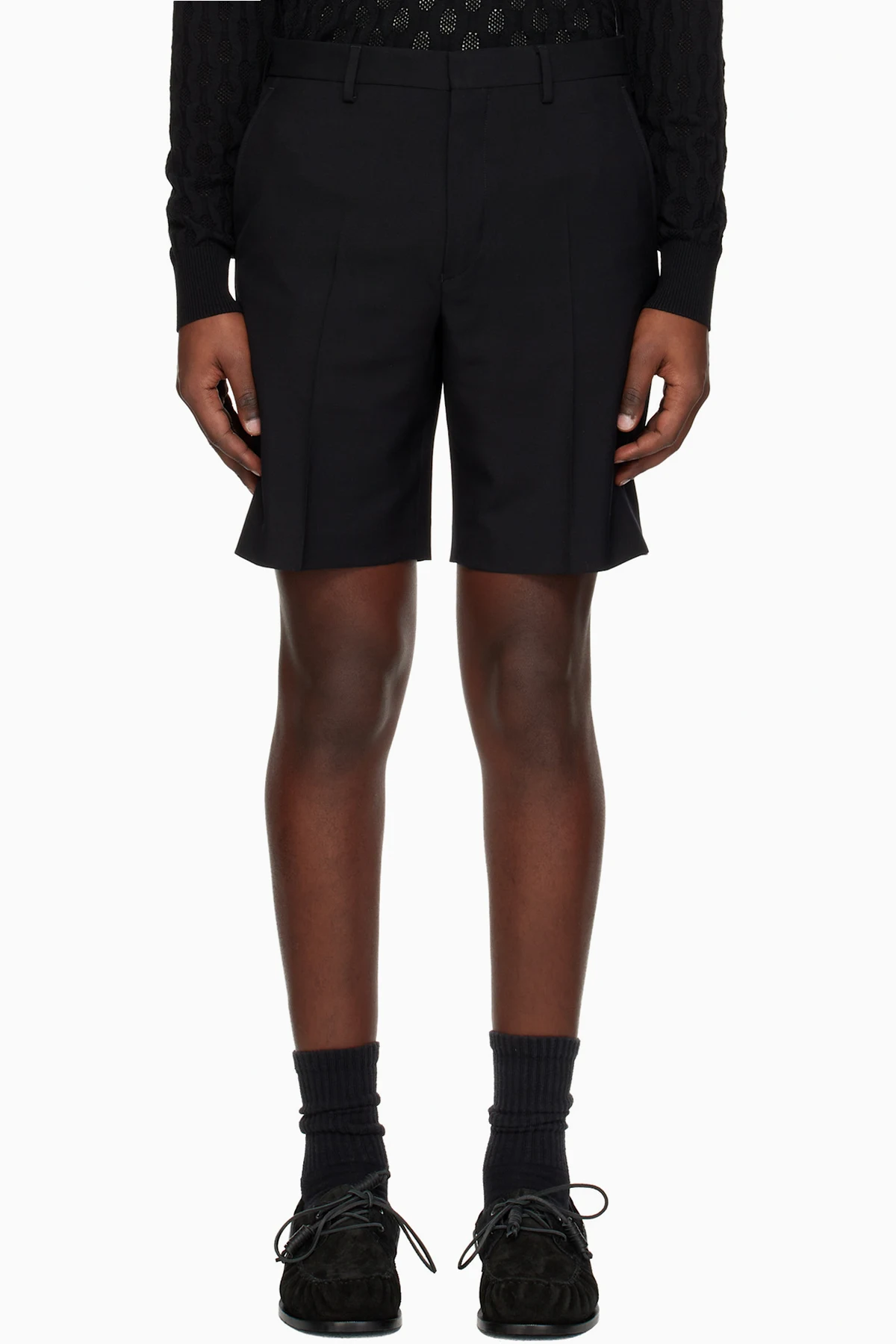 Black Creased Shorts