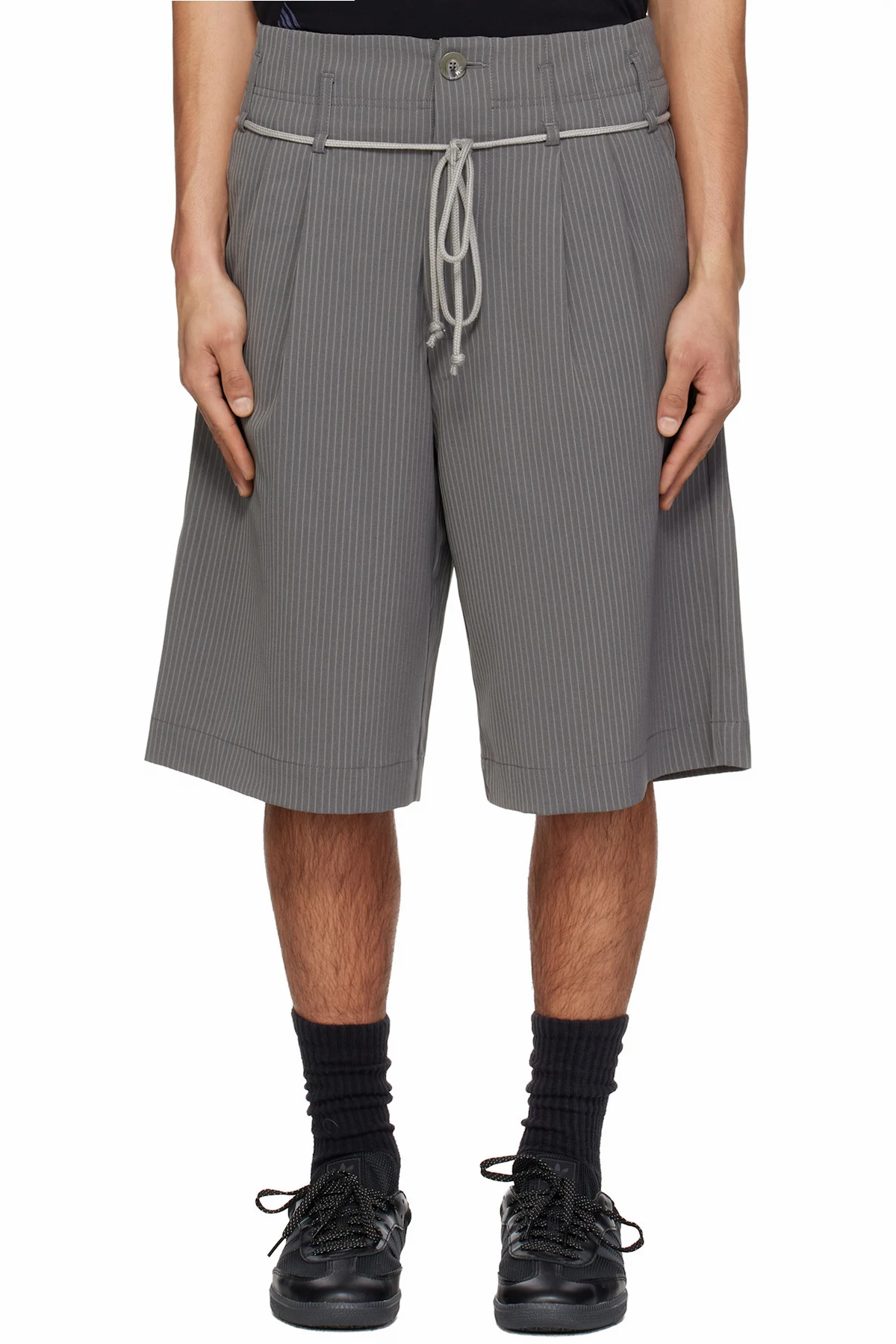 Gray Double Pleated Shorts
