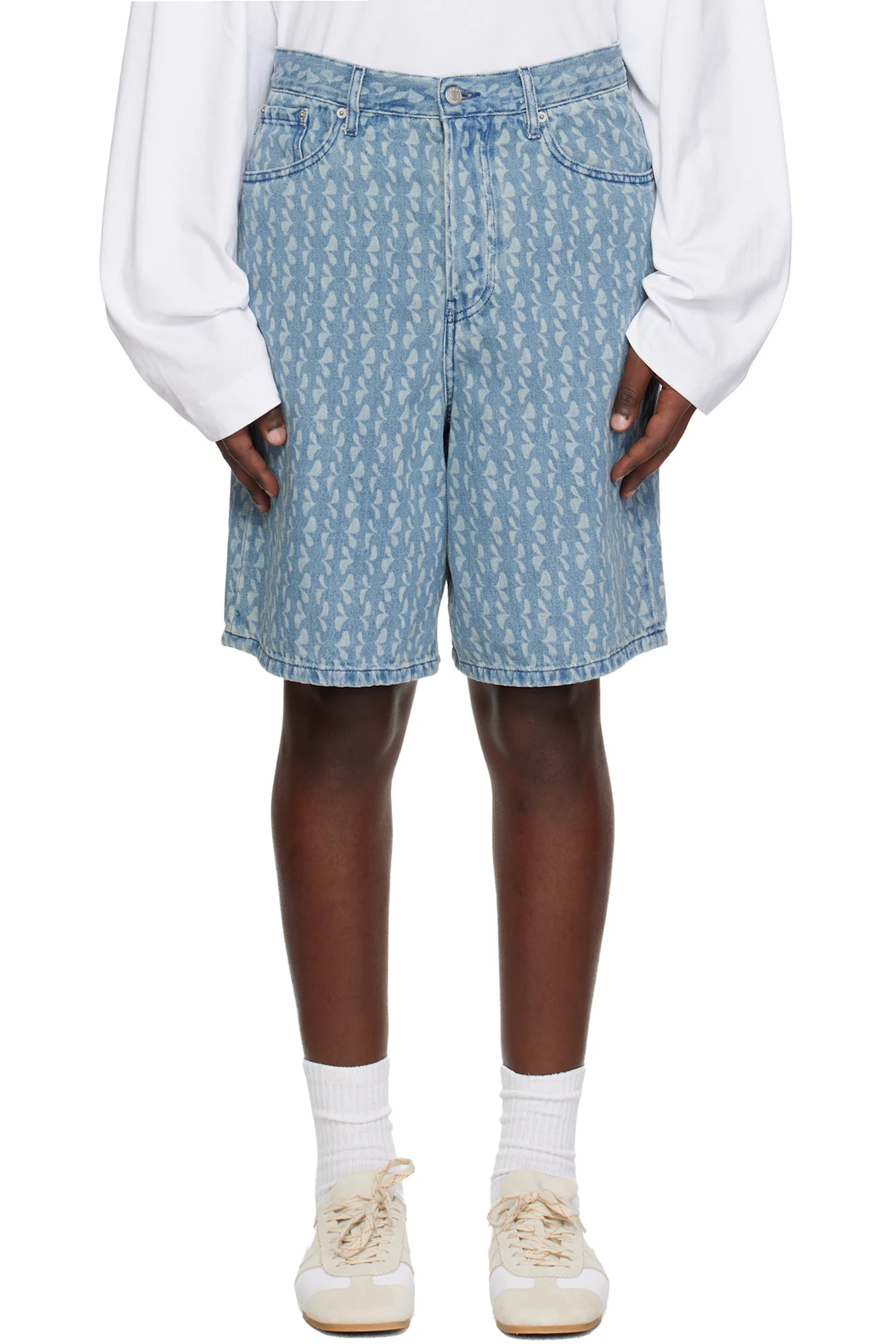 Blue Faded Denim Shorts