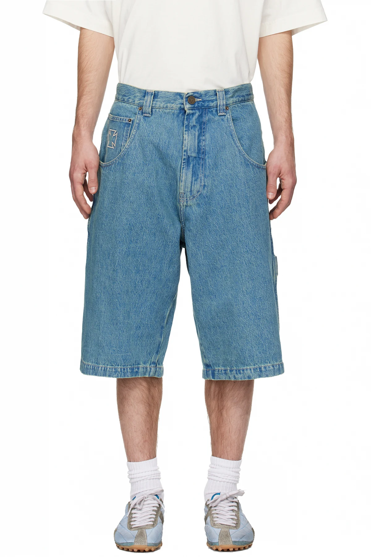 Blue Biker Cross Hip-Hop Denim Shorts