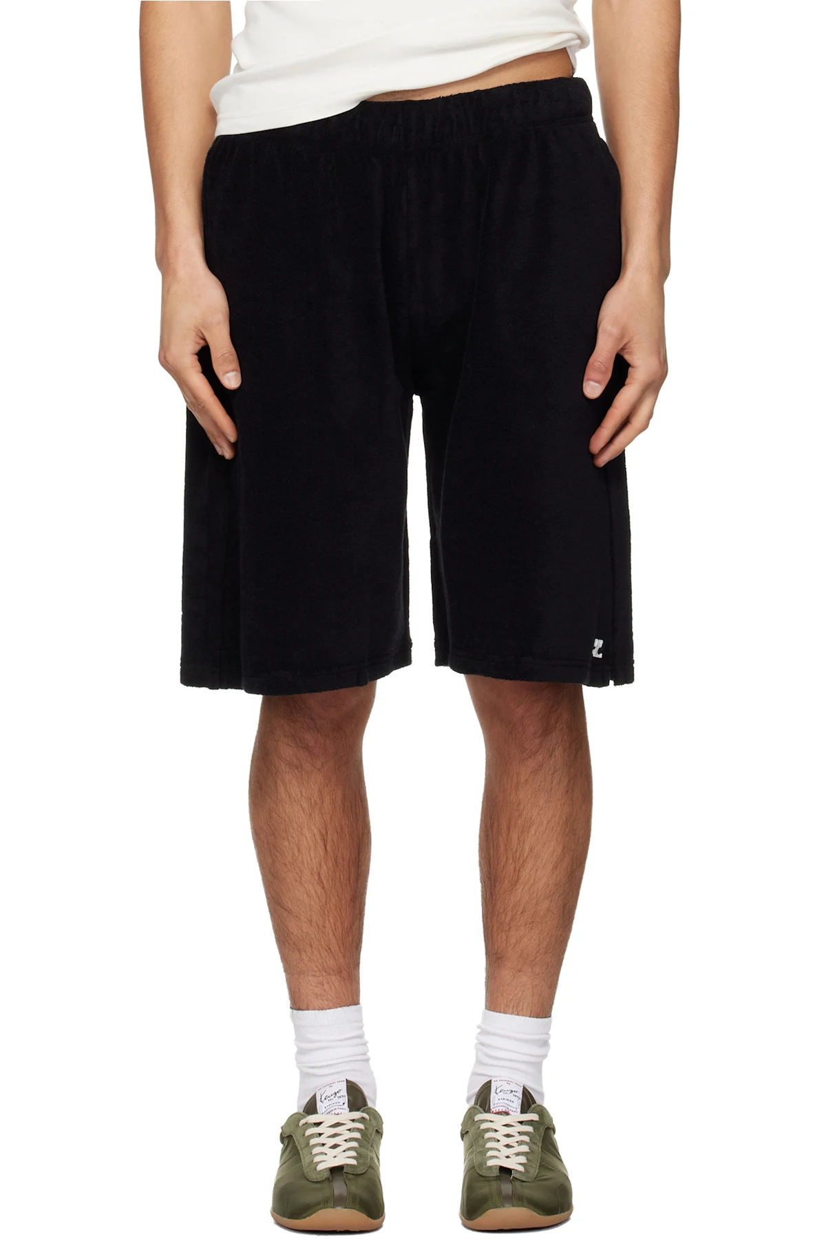 Black Spongy Sports Shorts