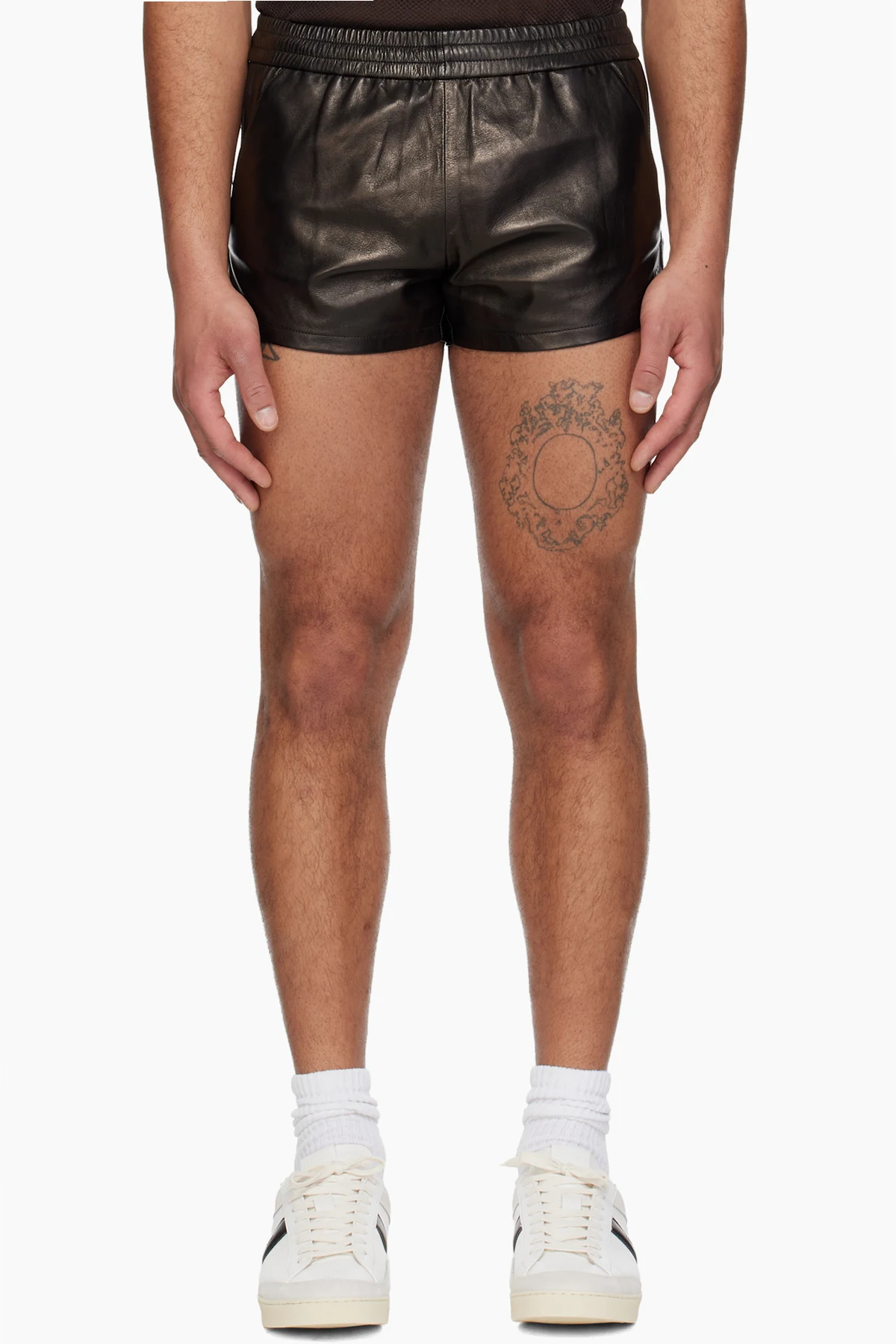 Black Light Nappa Leather Shorts