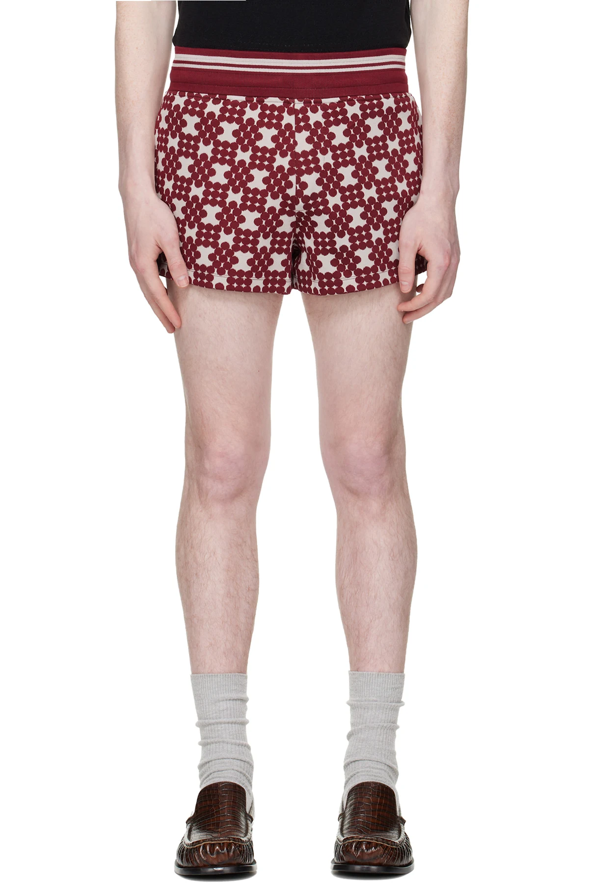 Burgundy Ribbed Jacquard Shorts
