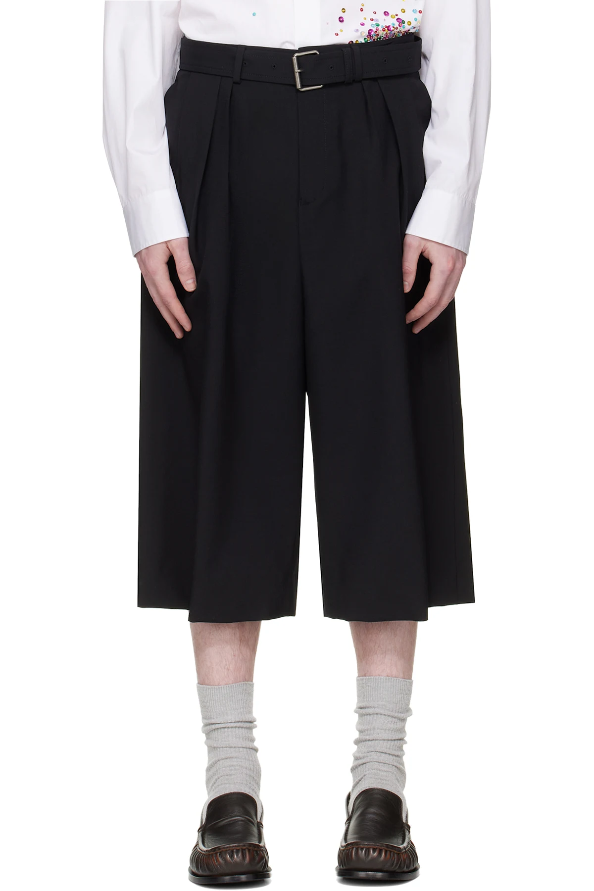 Black Wool Mohair Shorts