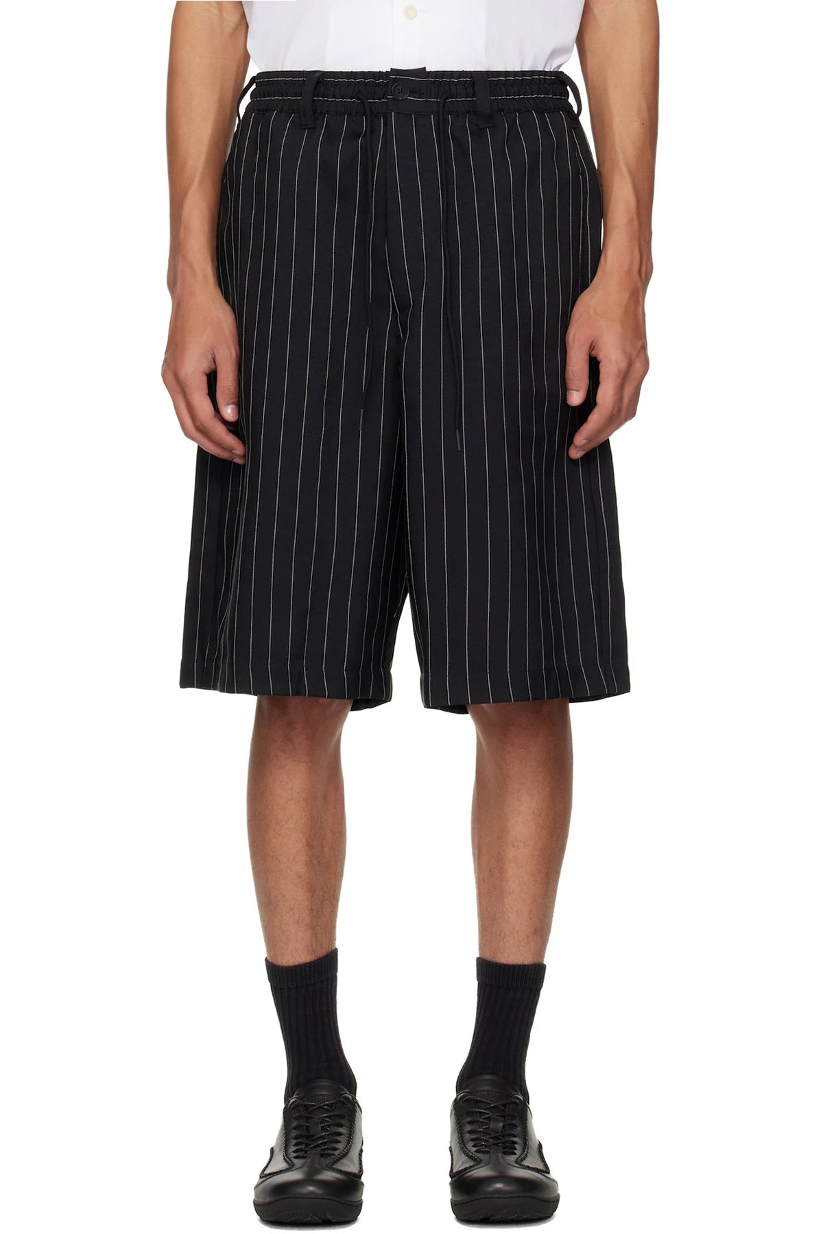 Black Pinstripe Sport Uniform Shorts