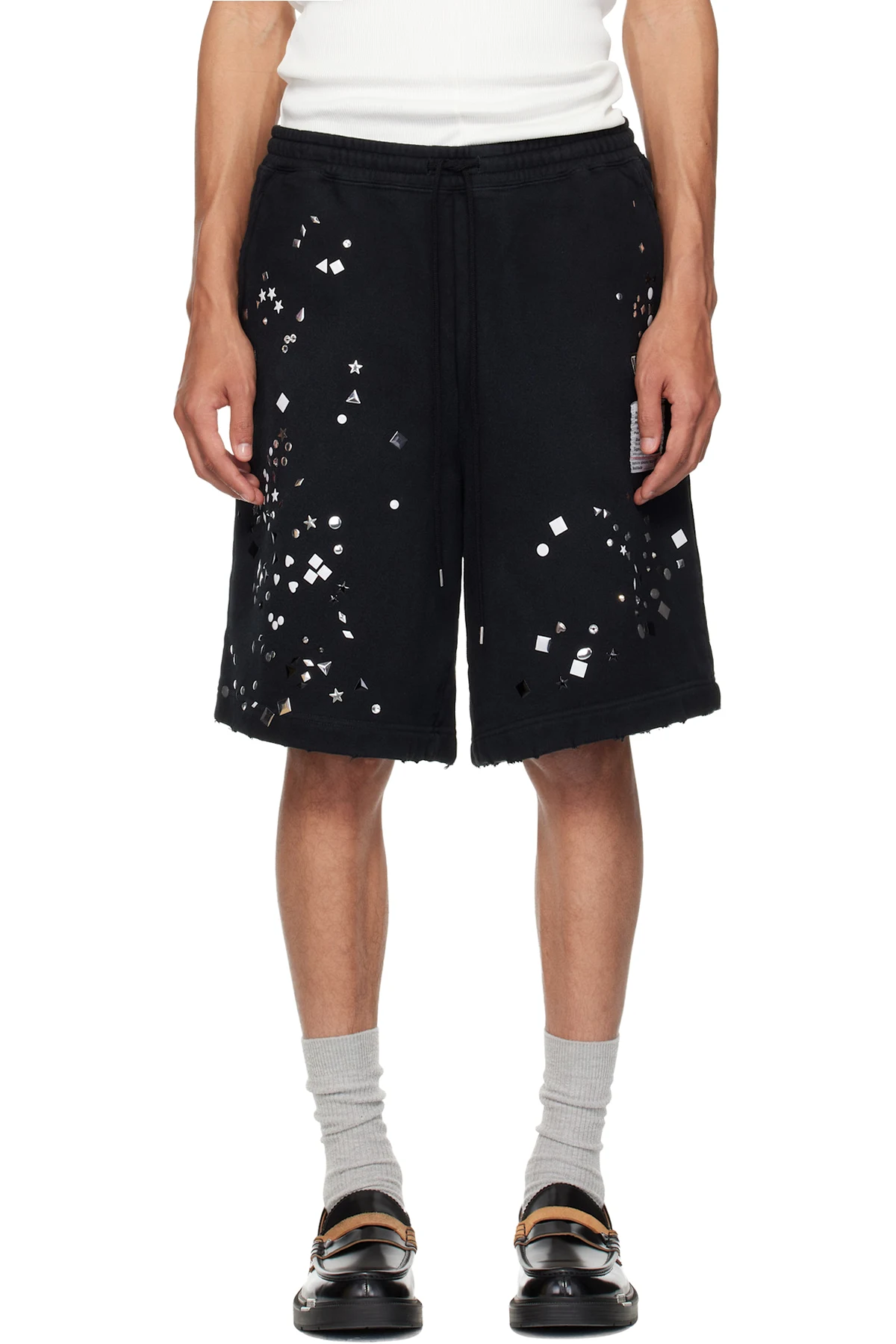 Black Embellished Sweat Shorts