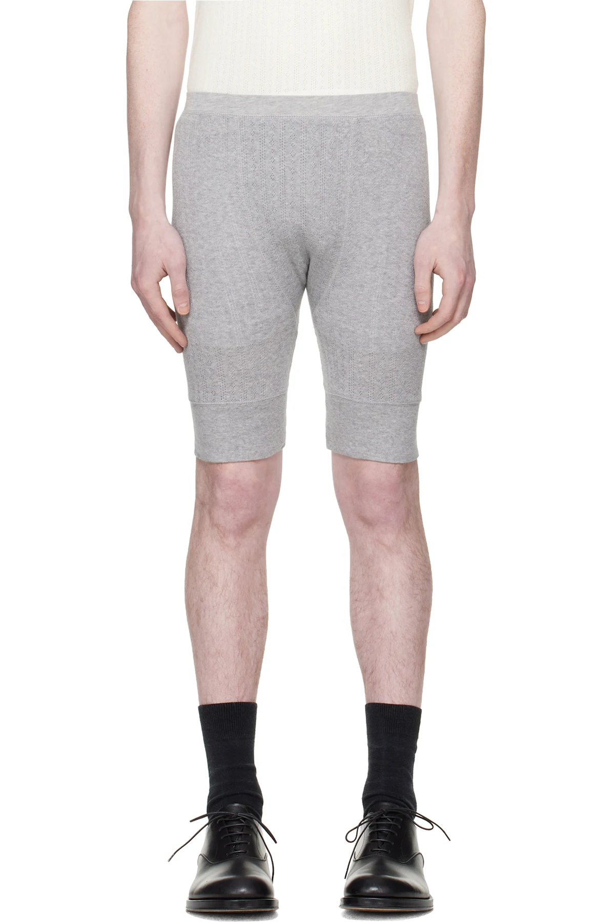 Gray Pointelle Shorts