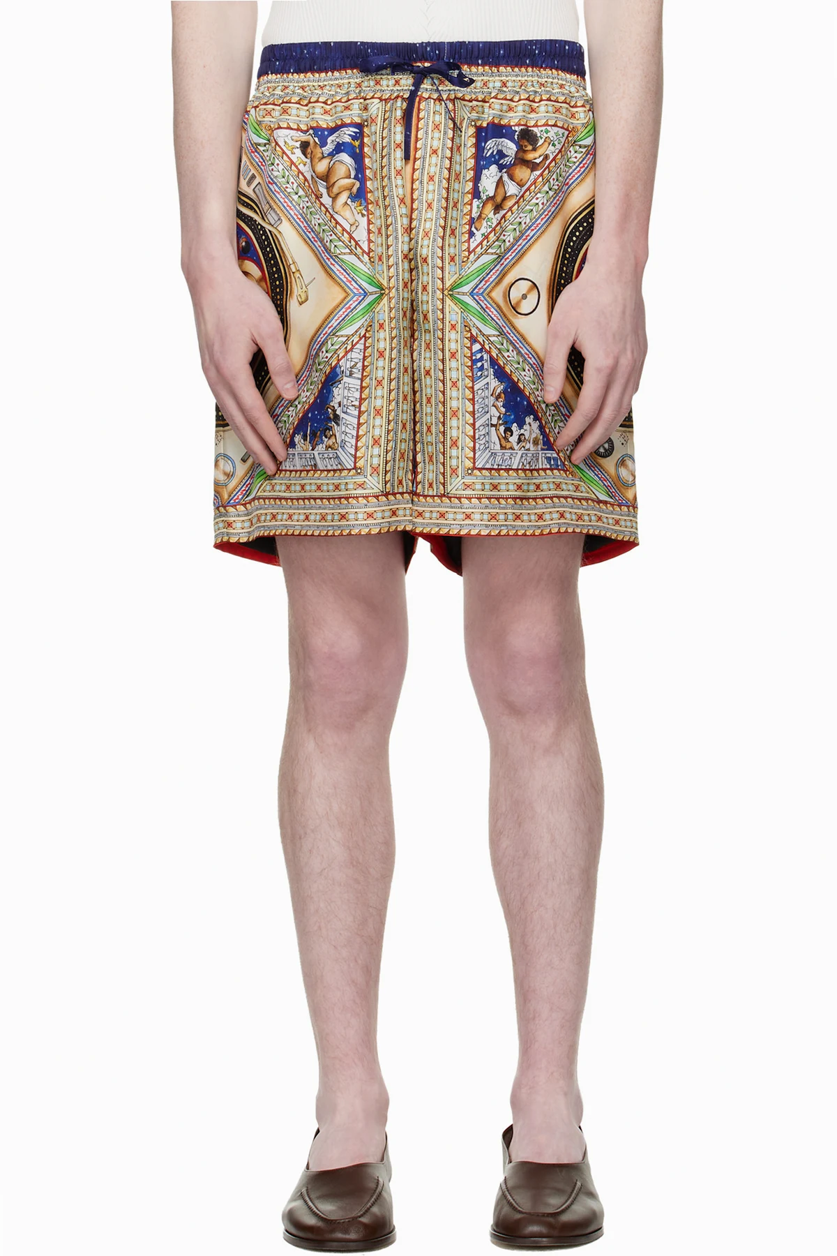 Multicolor 'Plafond Orne De Musique' Silk Shorts