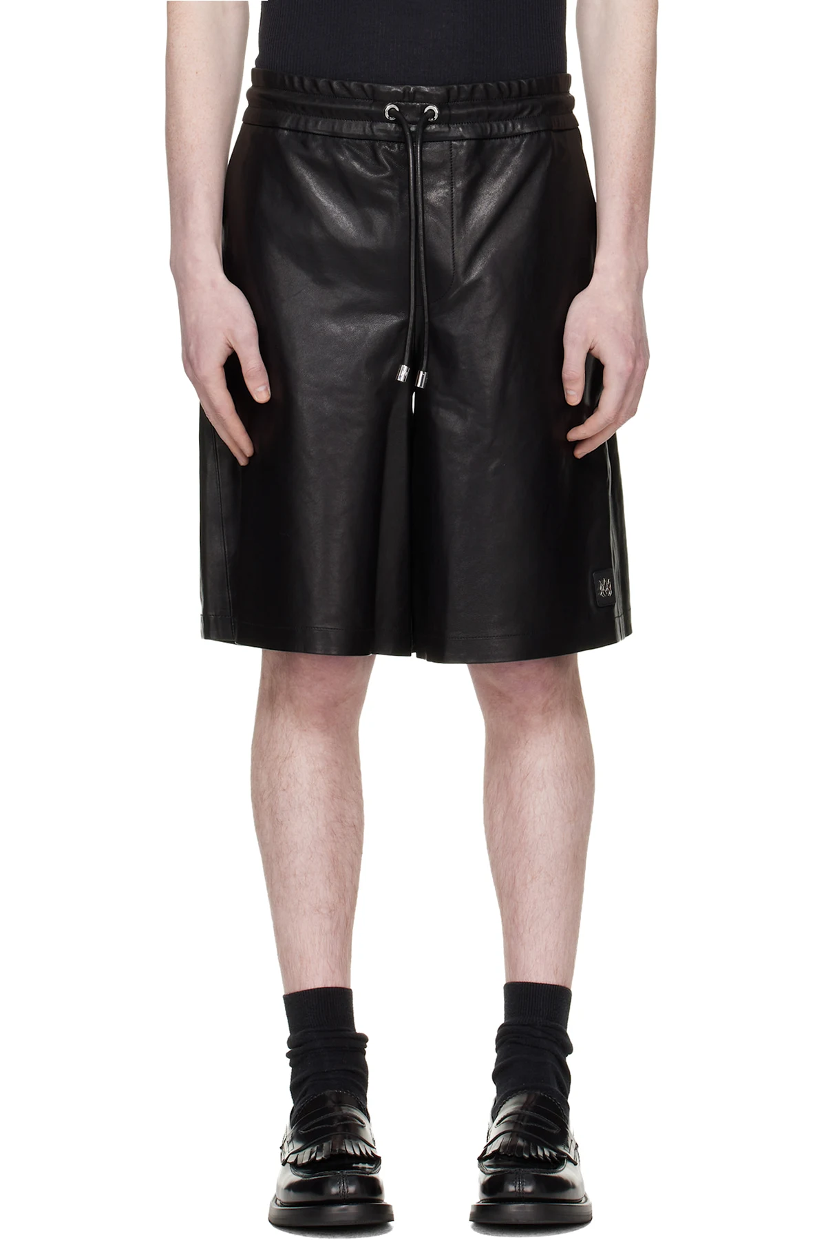 Black MA Oversized Leather Shorts