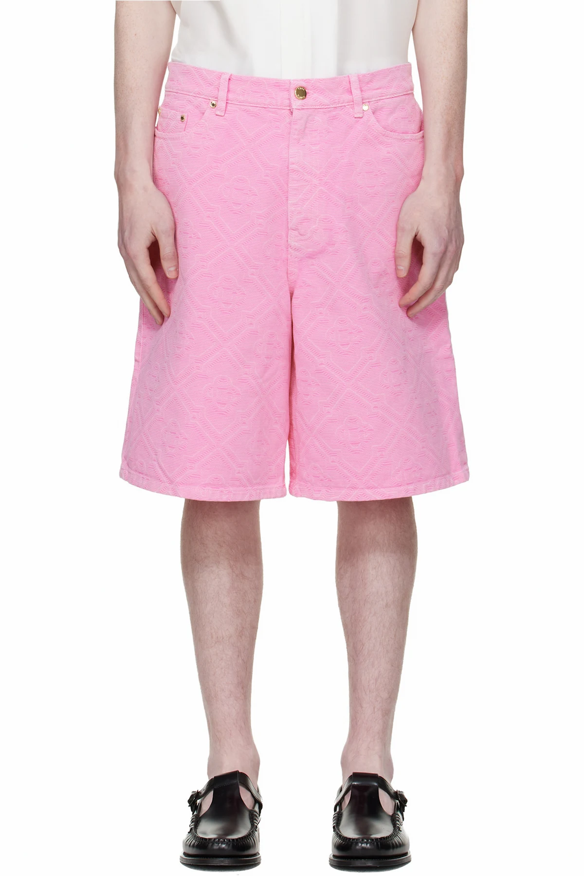 Pink Laser Monogram Denim Shorts