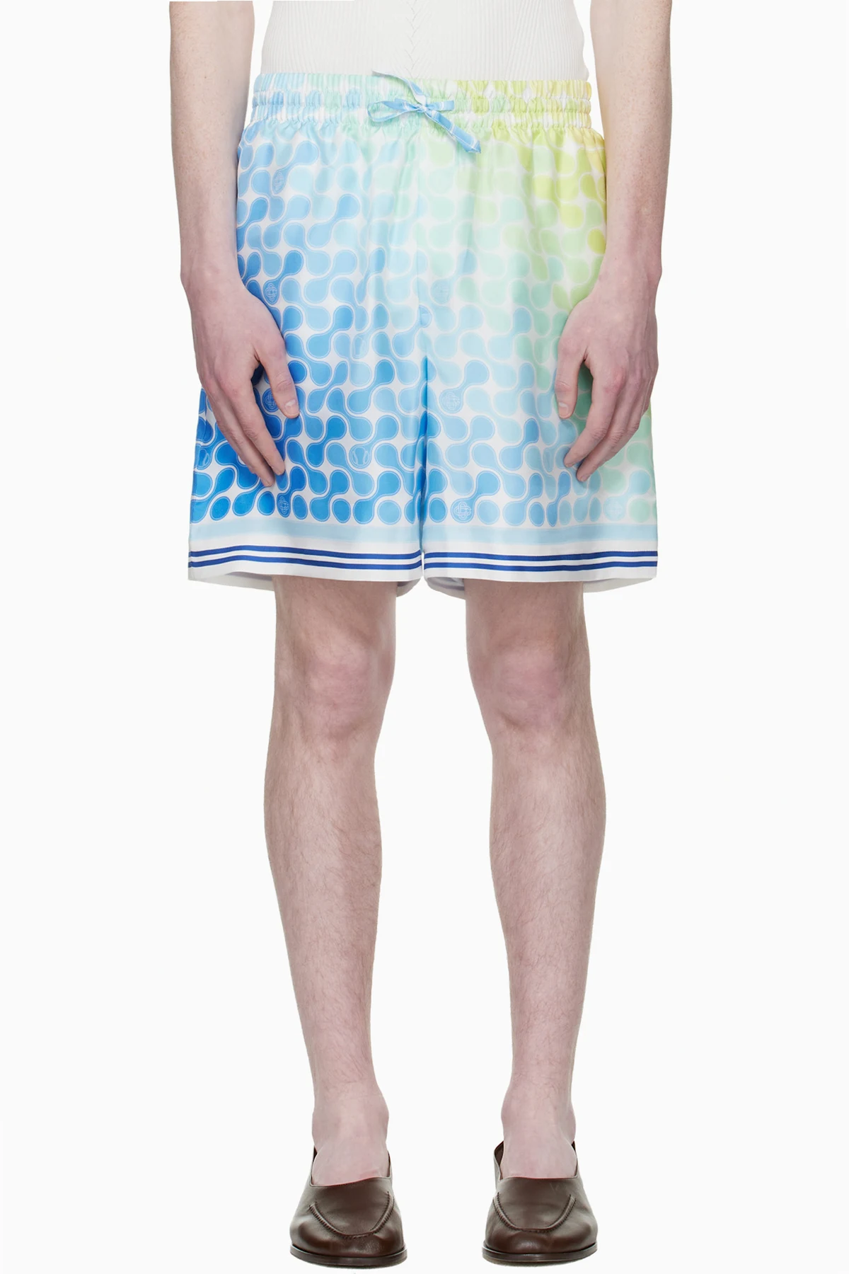 Multicolor Gradient Tennis Tile Silk Shorts