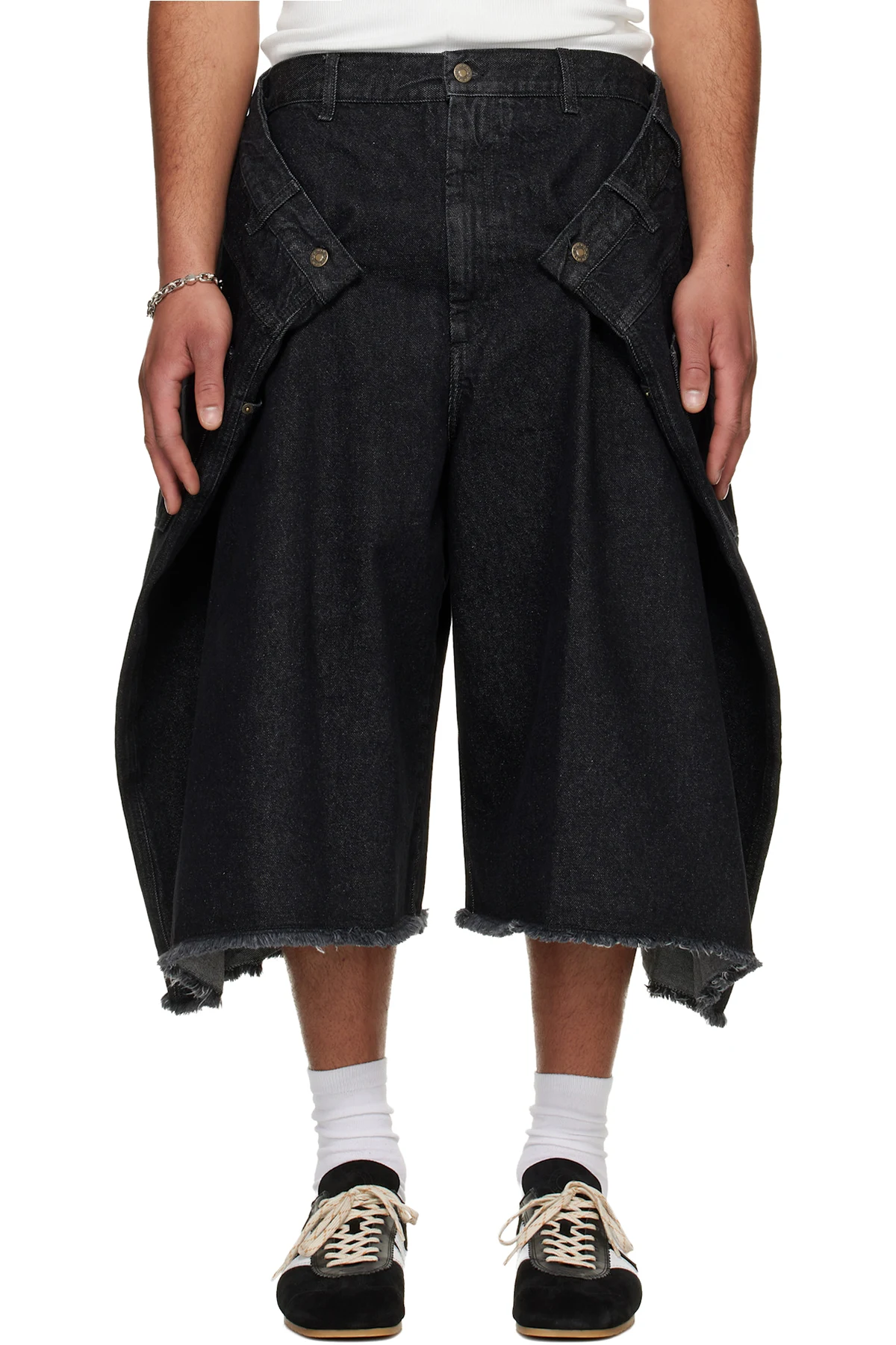 Black Denim Maxi Shorts
