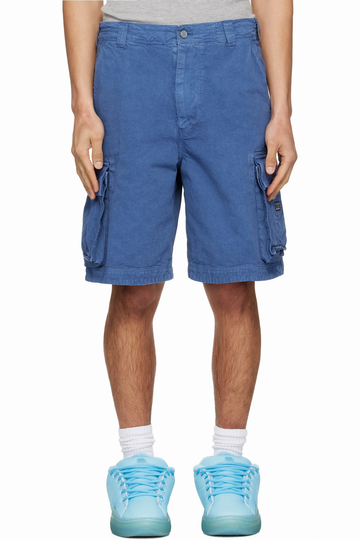 Blue Woven Cargo Shorts