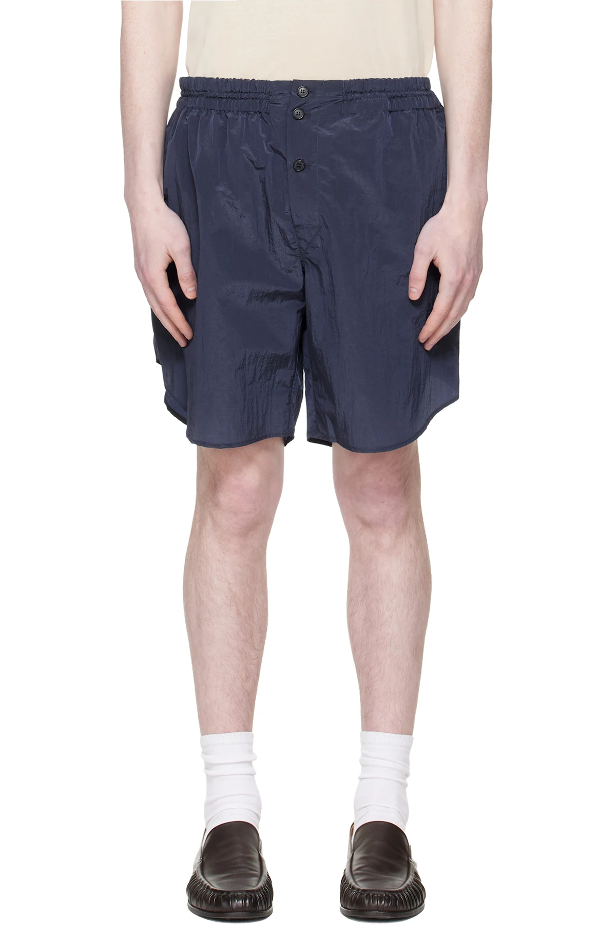 Navy Curved Shorts