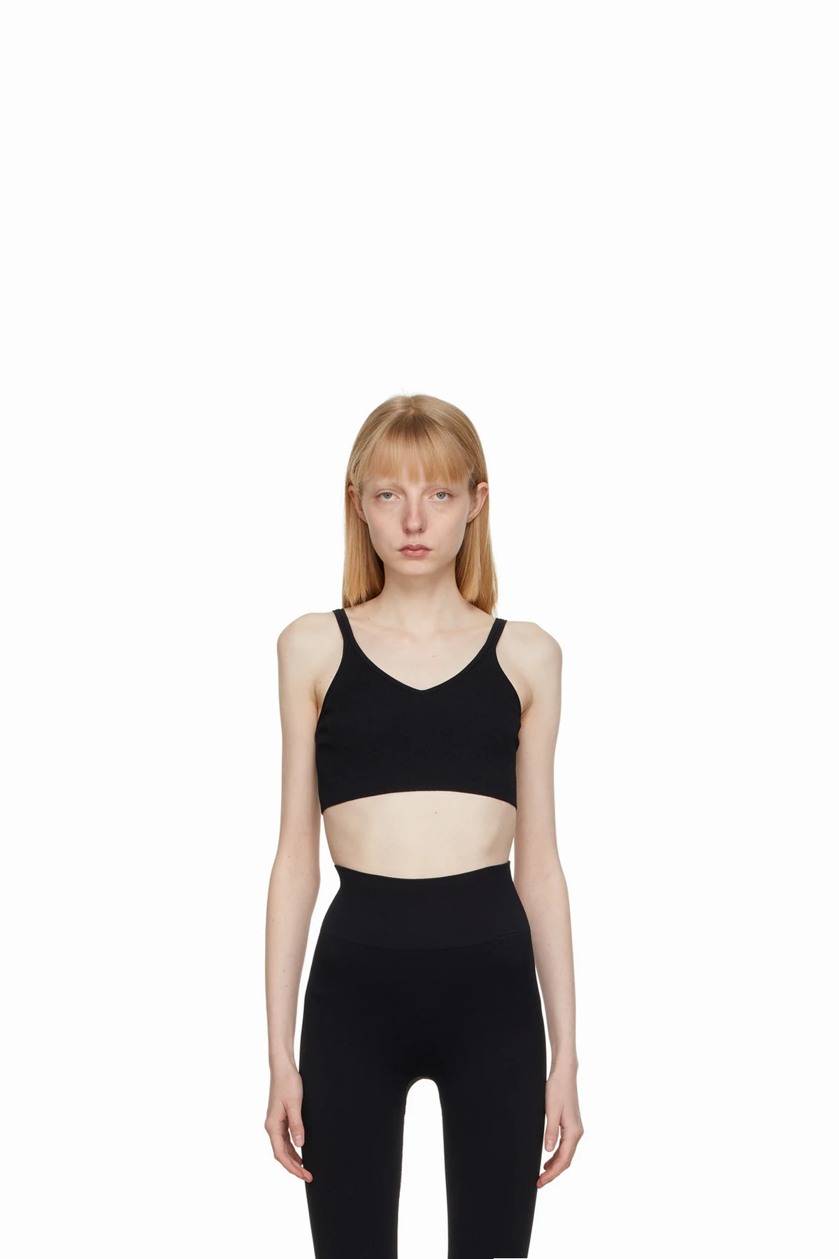 Black Technical Knit Crop Bra