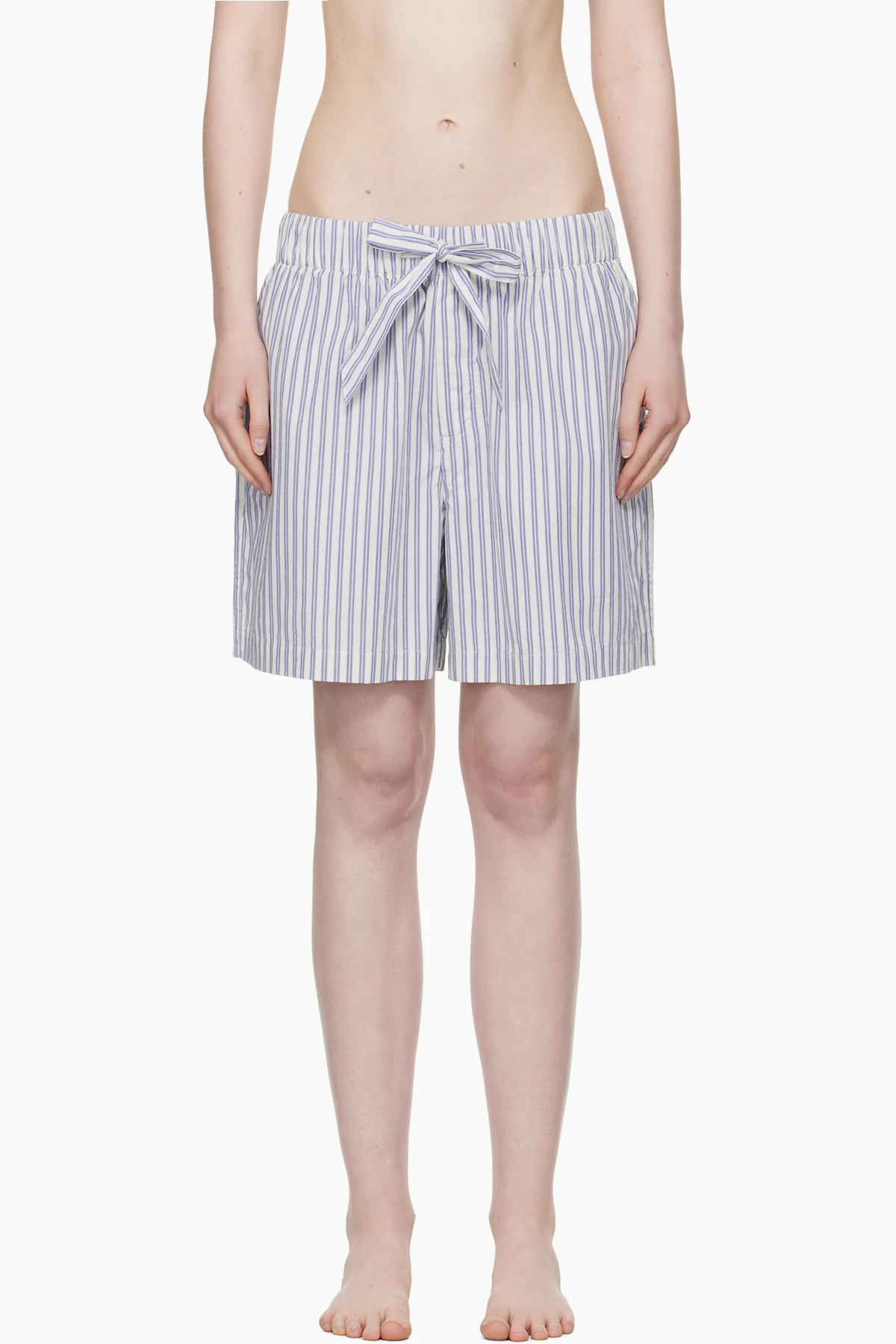 White & Blue Poplin Pyjama Shorts