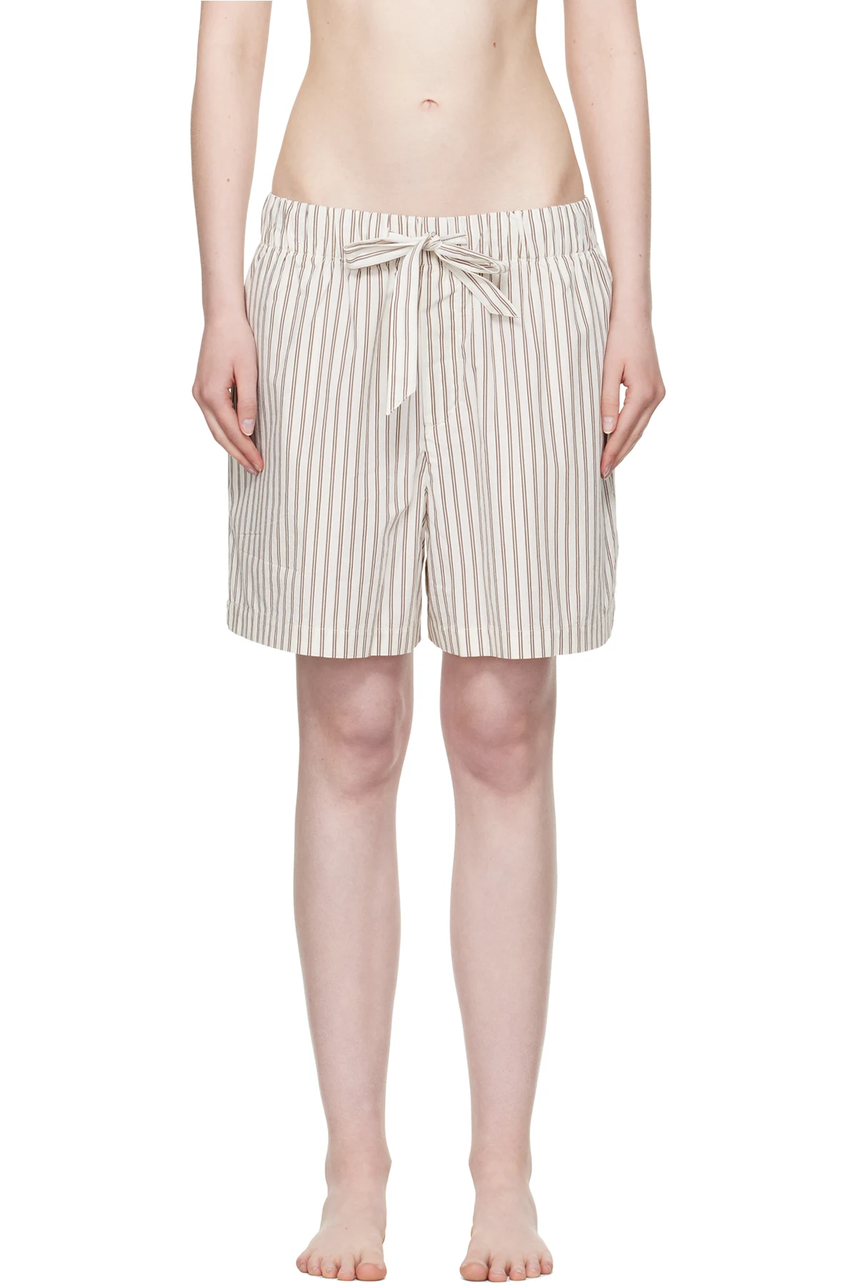 Off-White & Brown Poplin Pyjama Shorts
