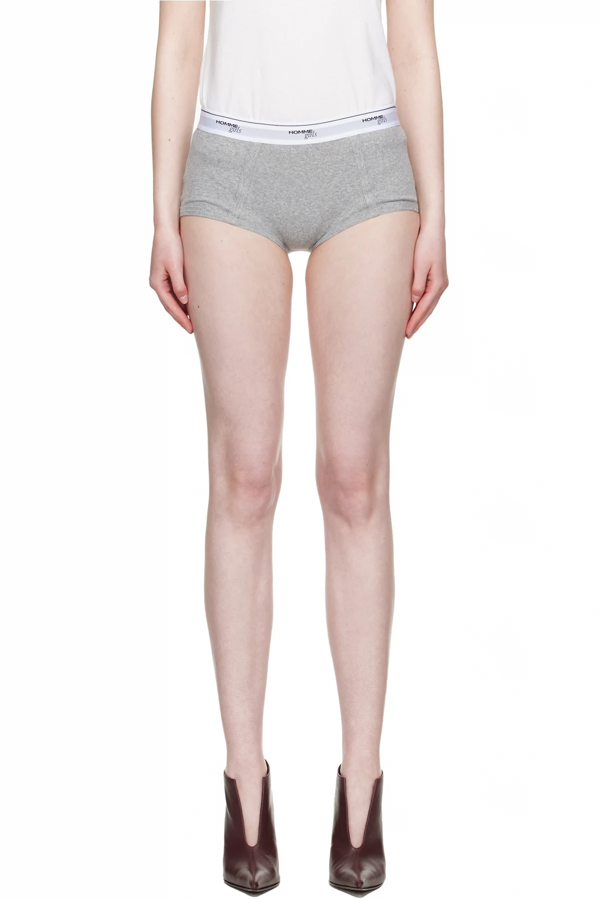 Gray Ribbed Jersey Boy Briefs