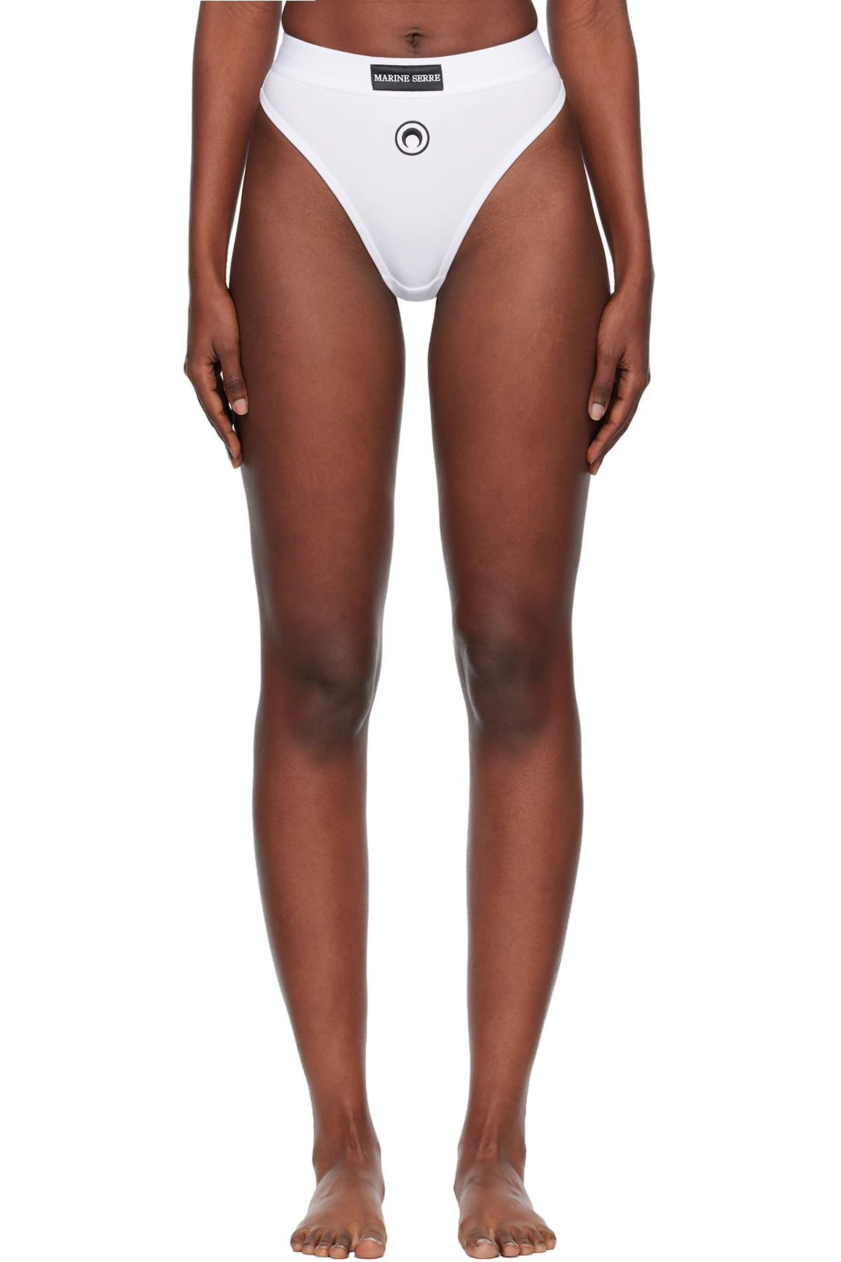 White Moon Logo Stretched Jersey High-Waist Briefs