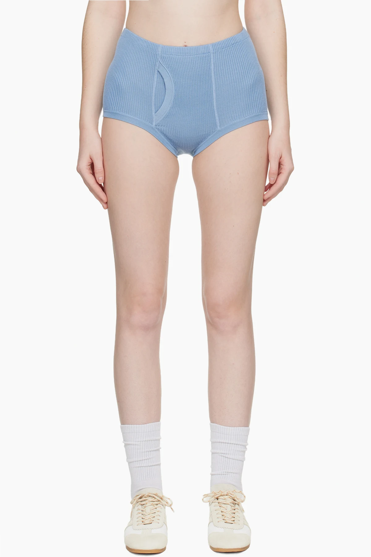 Blue Fine Rib Briefs